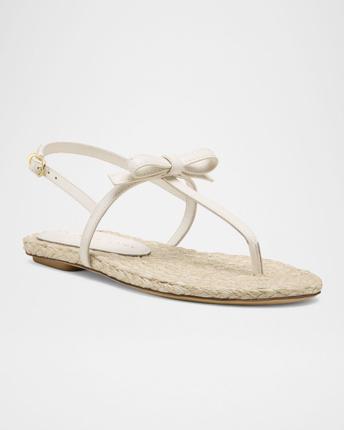 Stuart Weitzman Felicity Leather Bow Espadrille Sandals