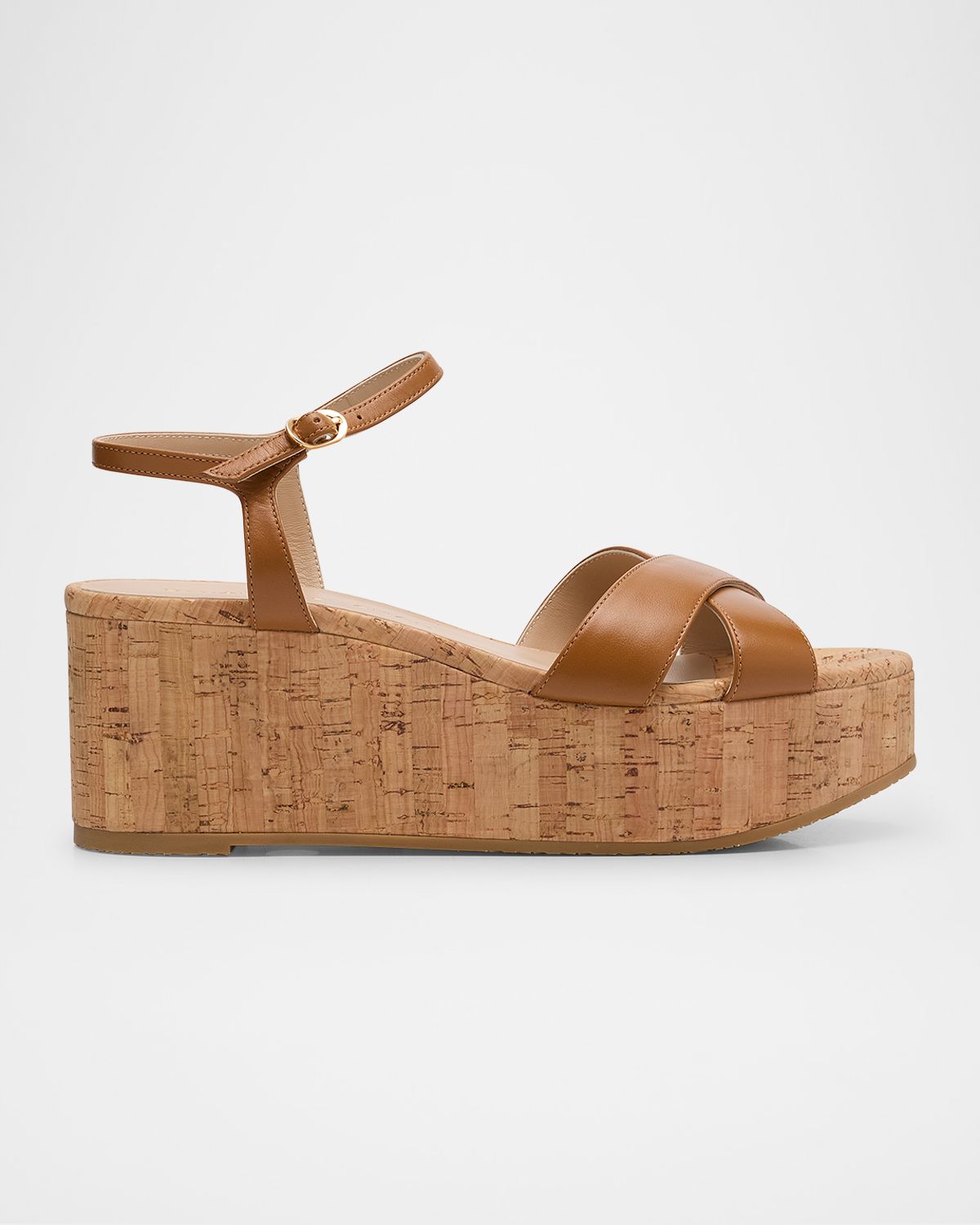 Stuart Weitzman Dayna Leather Crisscross Wedge Sandals