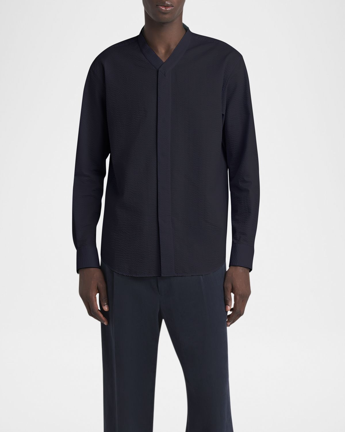 Giorgio Armani Men 's Solid Seersucker Sport Shirt