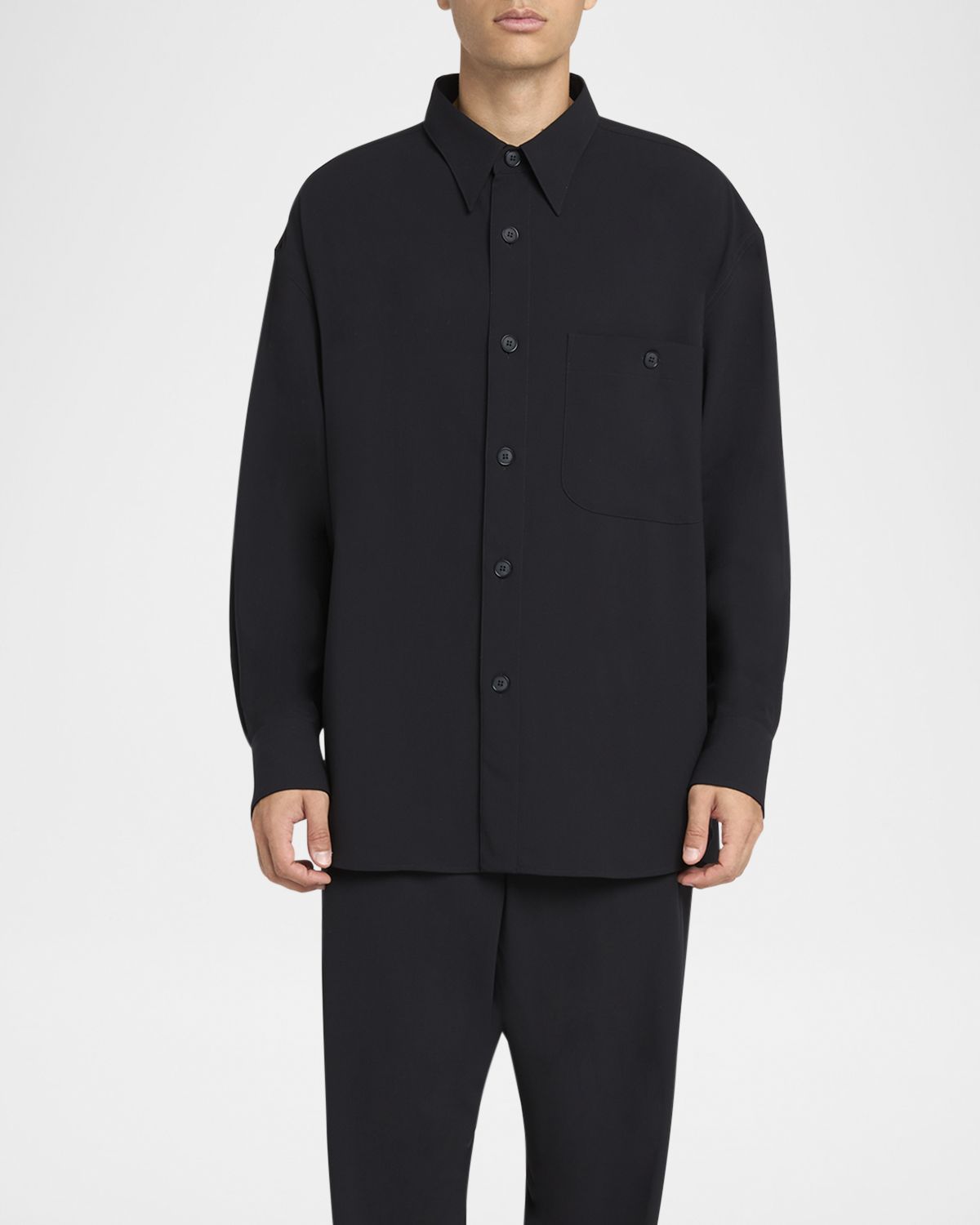 Giorgio Armani Men 's Wool Crepe Oversized Sport Shirt