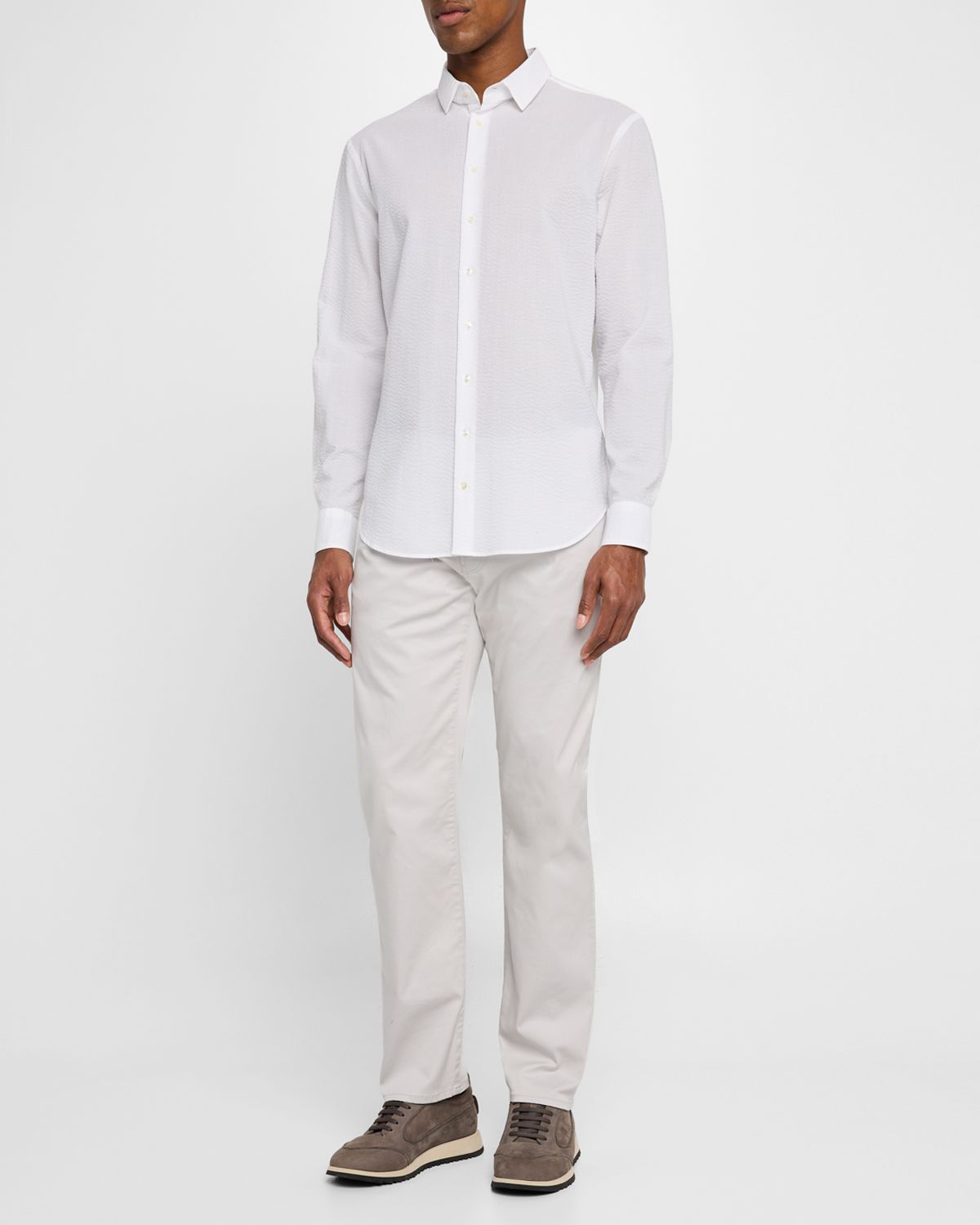 Giorgio Armani Men 's Solid Seersucker Sport Shirt