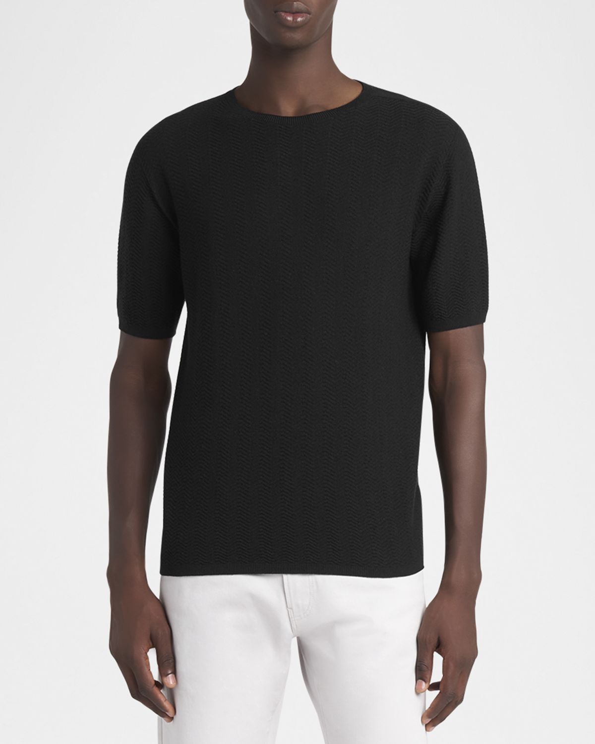 Giorgio Armani Men 's Chevron Short-Sleeve Crewneck Sweater