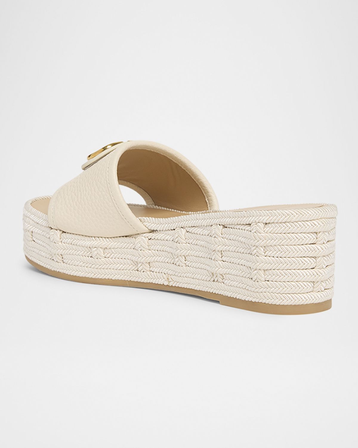 Valentino Garavani Leather VLogo Medallion Platform Espadrilles