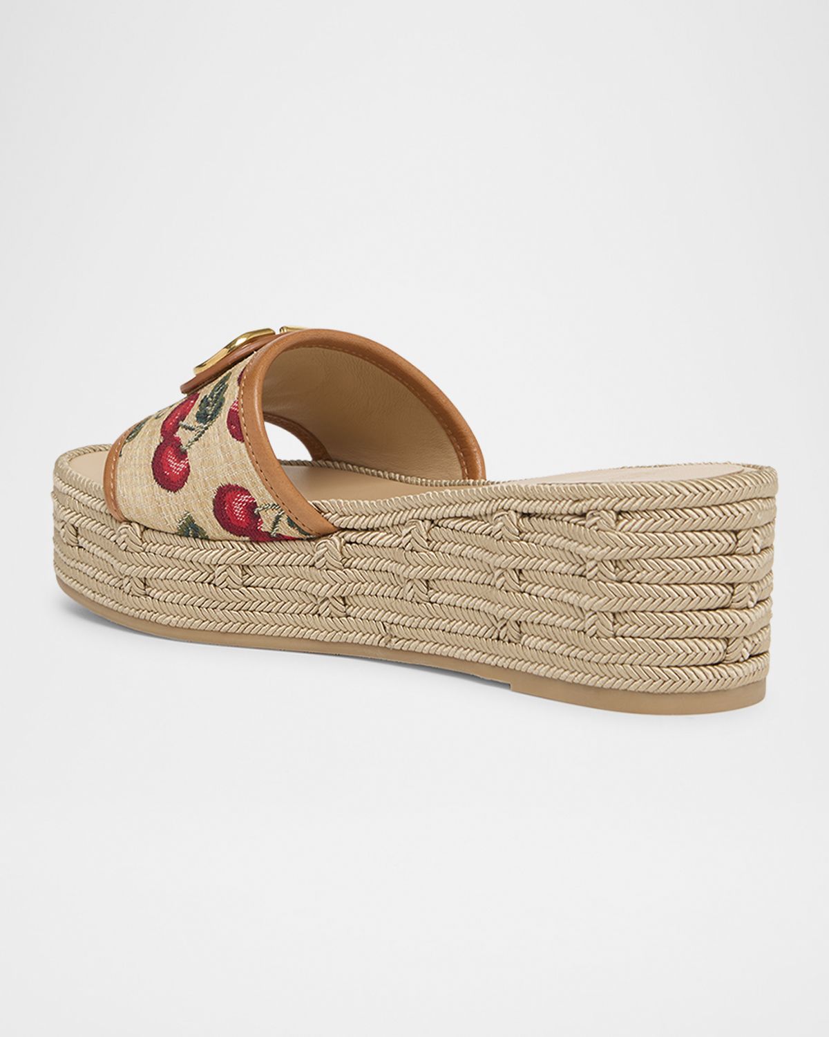 Valentino Garavani VLogo Medallion Cherry Platform Espadrilles