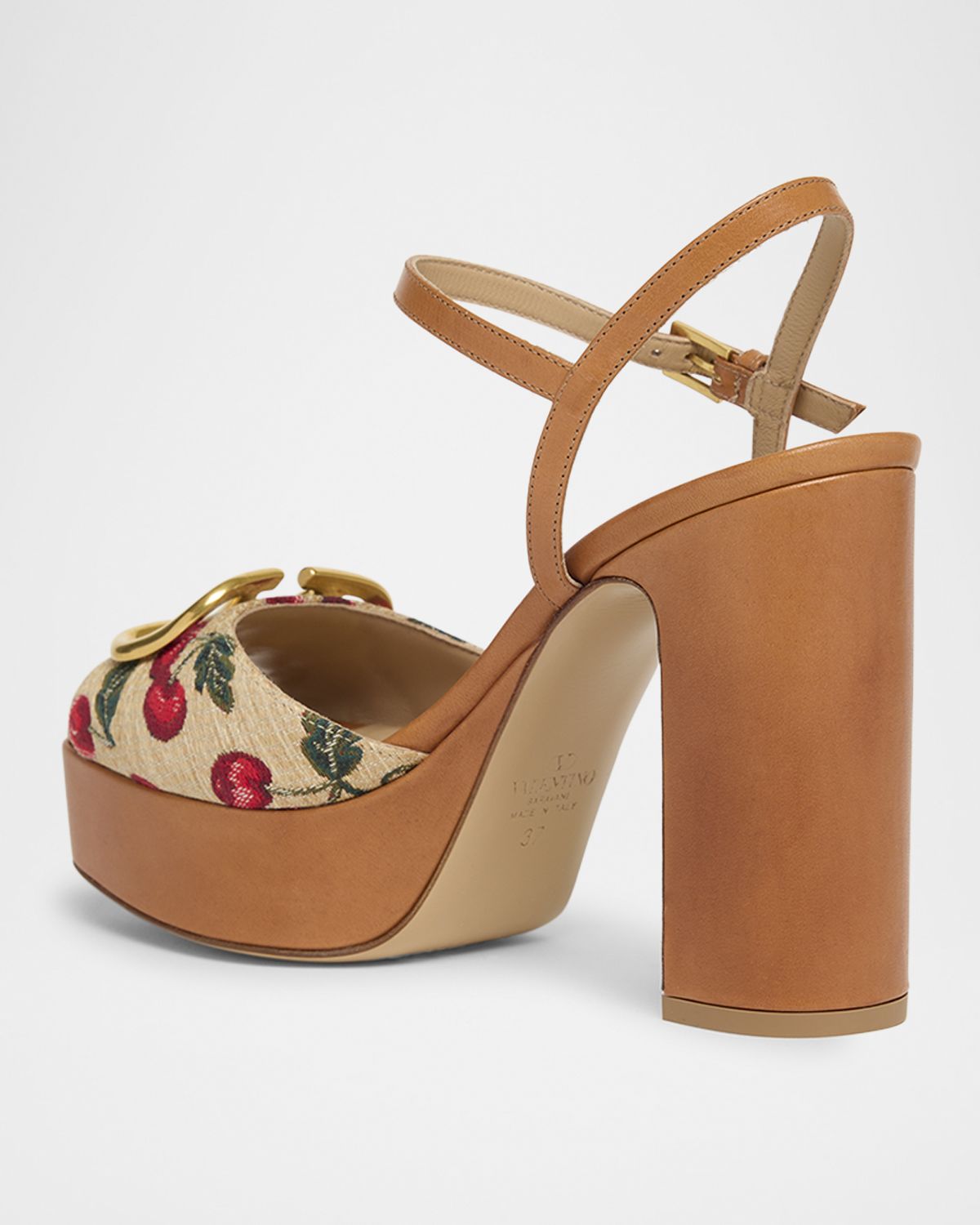 Valentino Garavani VLogo Cherry Ankle-Strap Platform Sandals