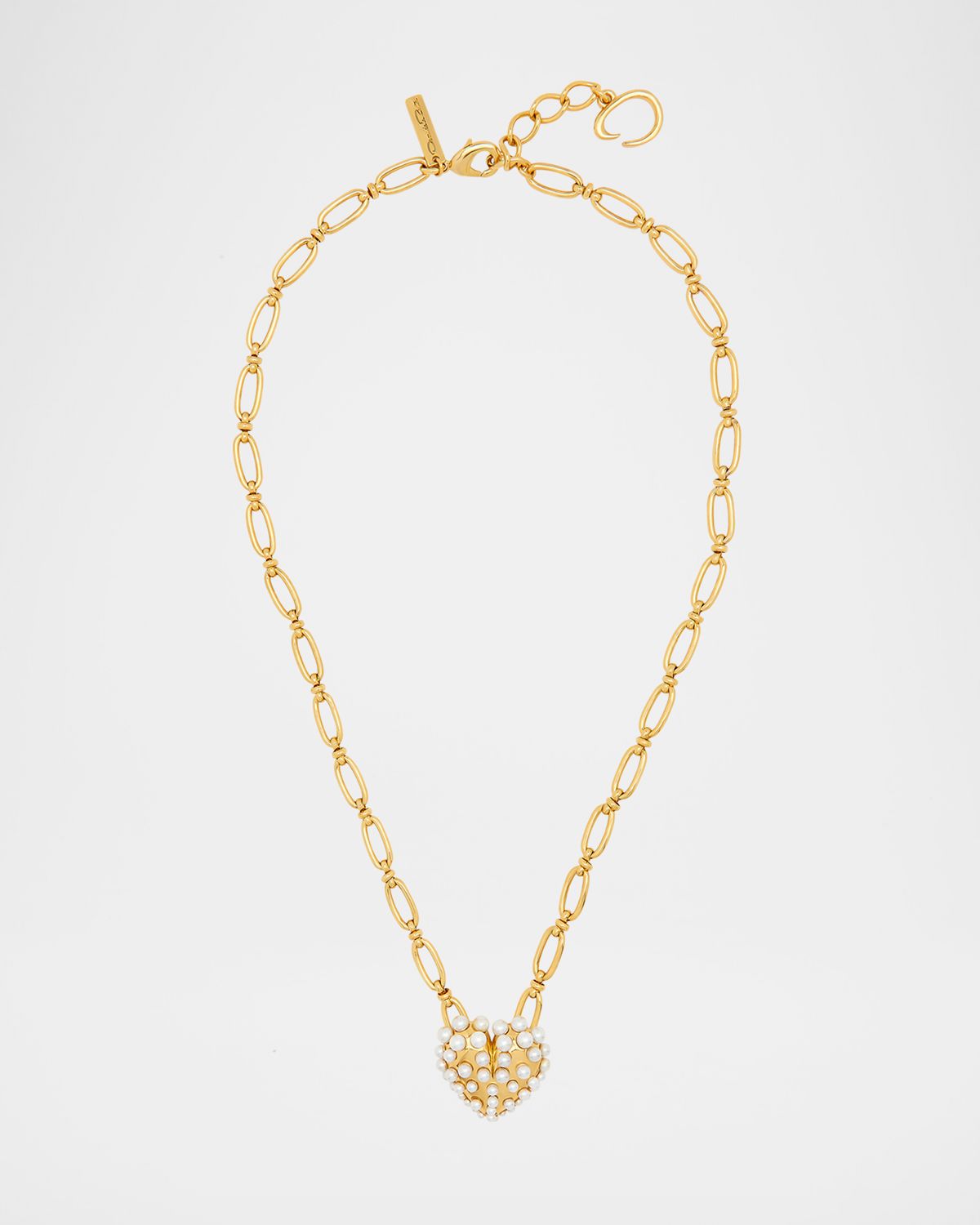 Oscar de la Renta Pearly-Set Heart Pendant Necklace