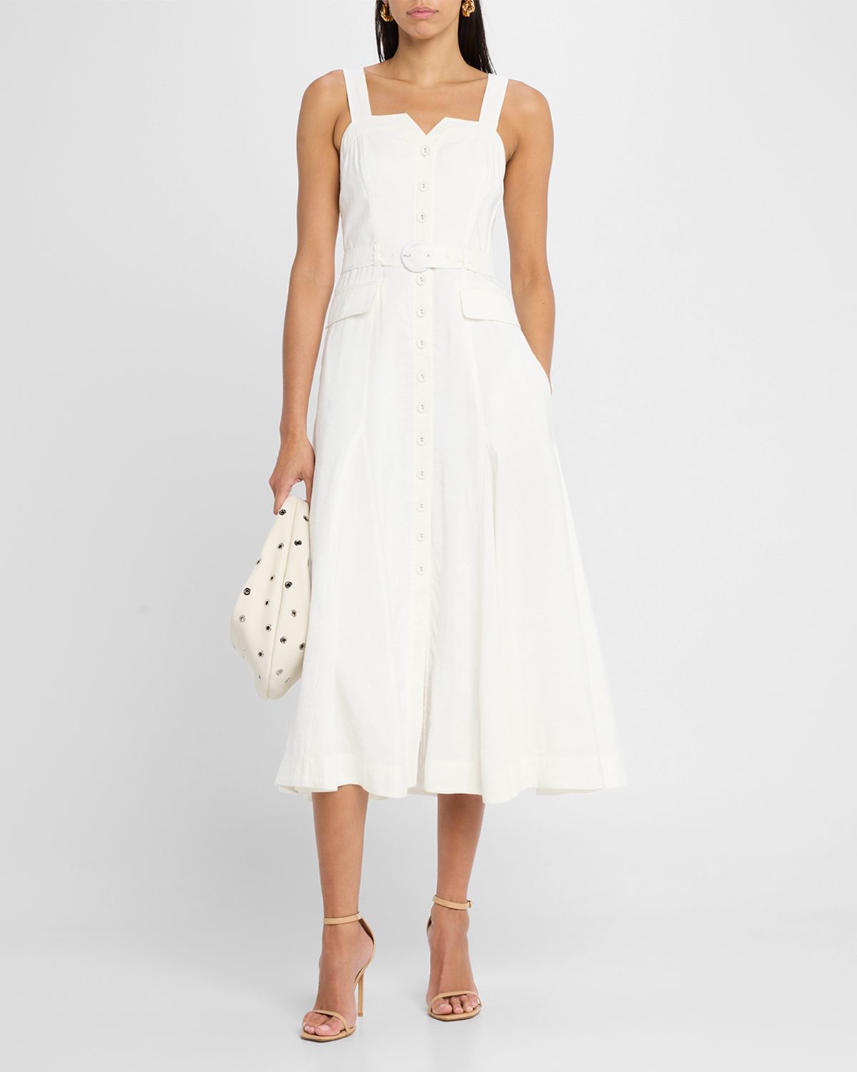 La Ligne Belted Button-Front Shirtdress