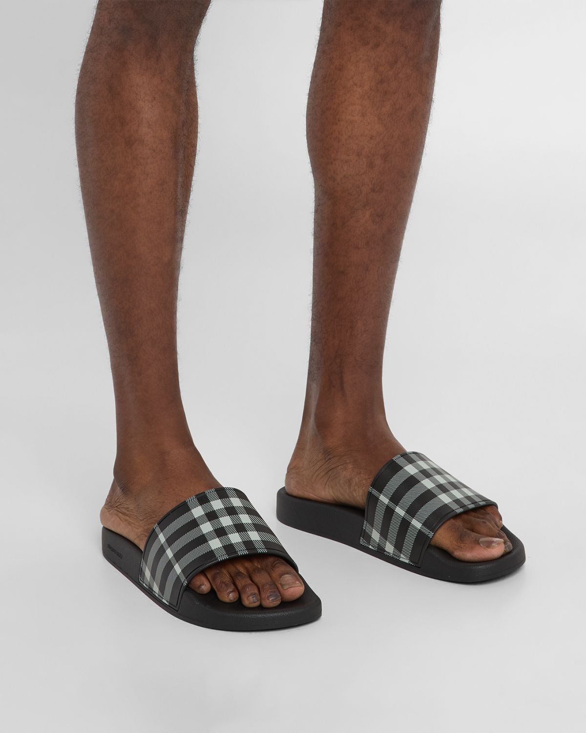 Burberry Men 's Furley Check Slide Sandals