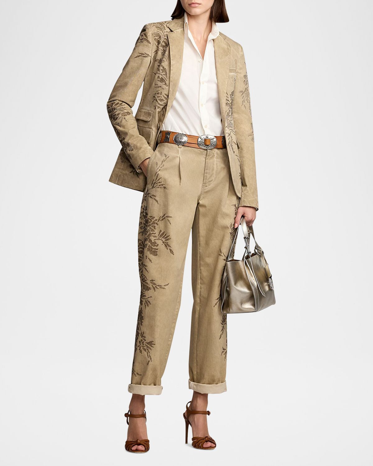 Ralph Lauren Collection RL 888 Small Metallic Calfskin Tote Bag