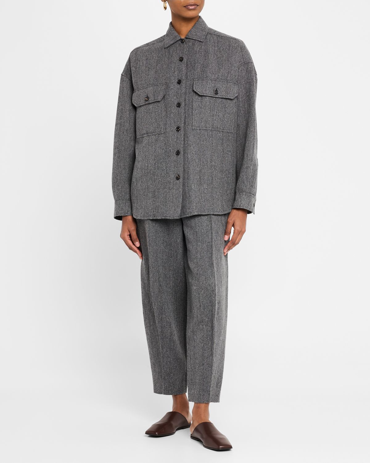 Loro Piana Darby Button Down Wool Cashmere Overshirt