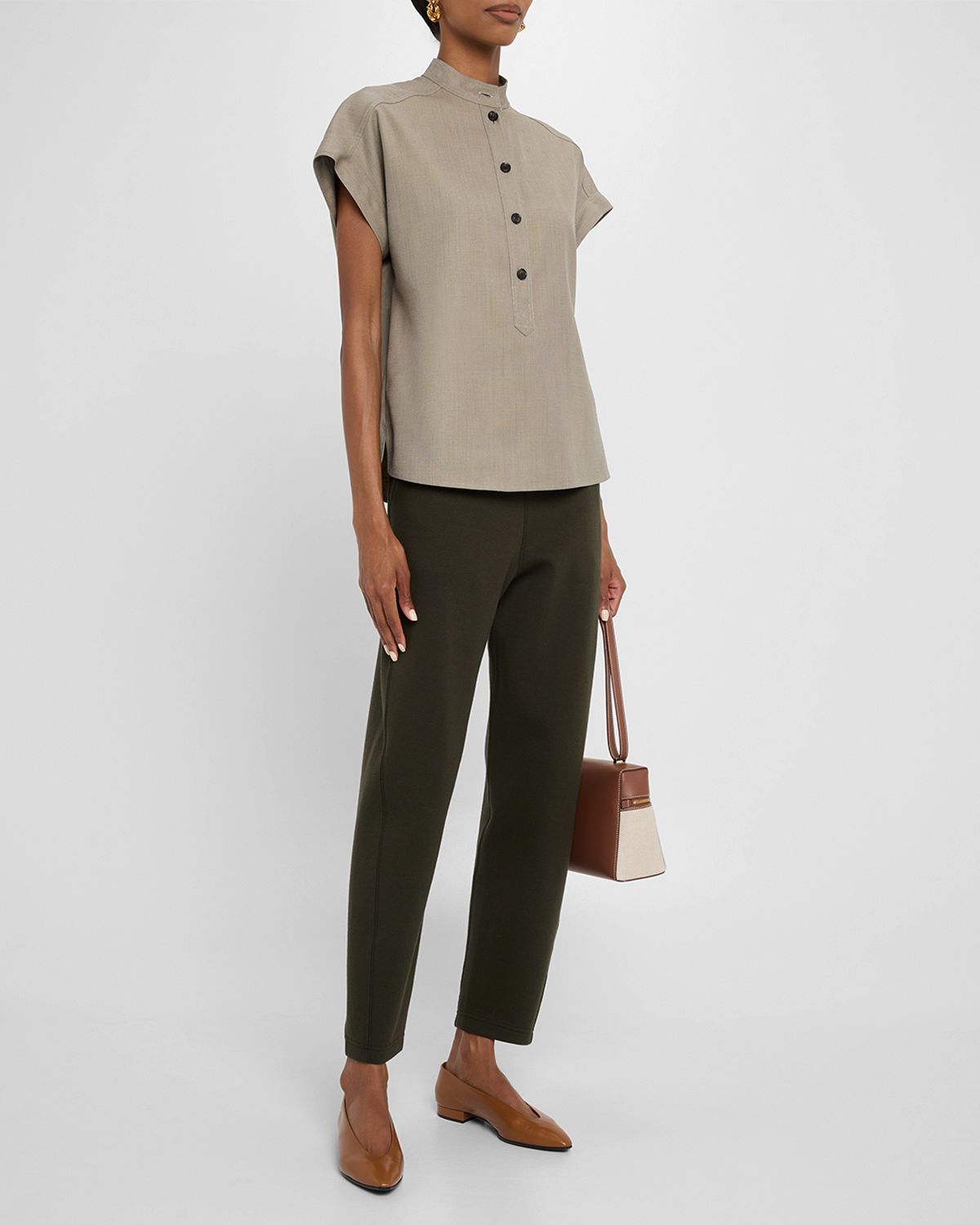 Loro Piana Elody Cap-Sleeve Silk-Wool Shirt