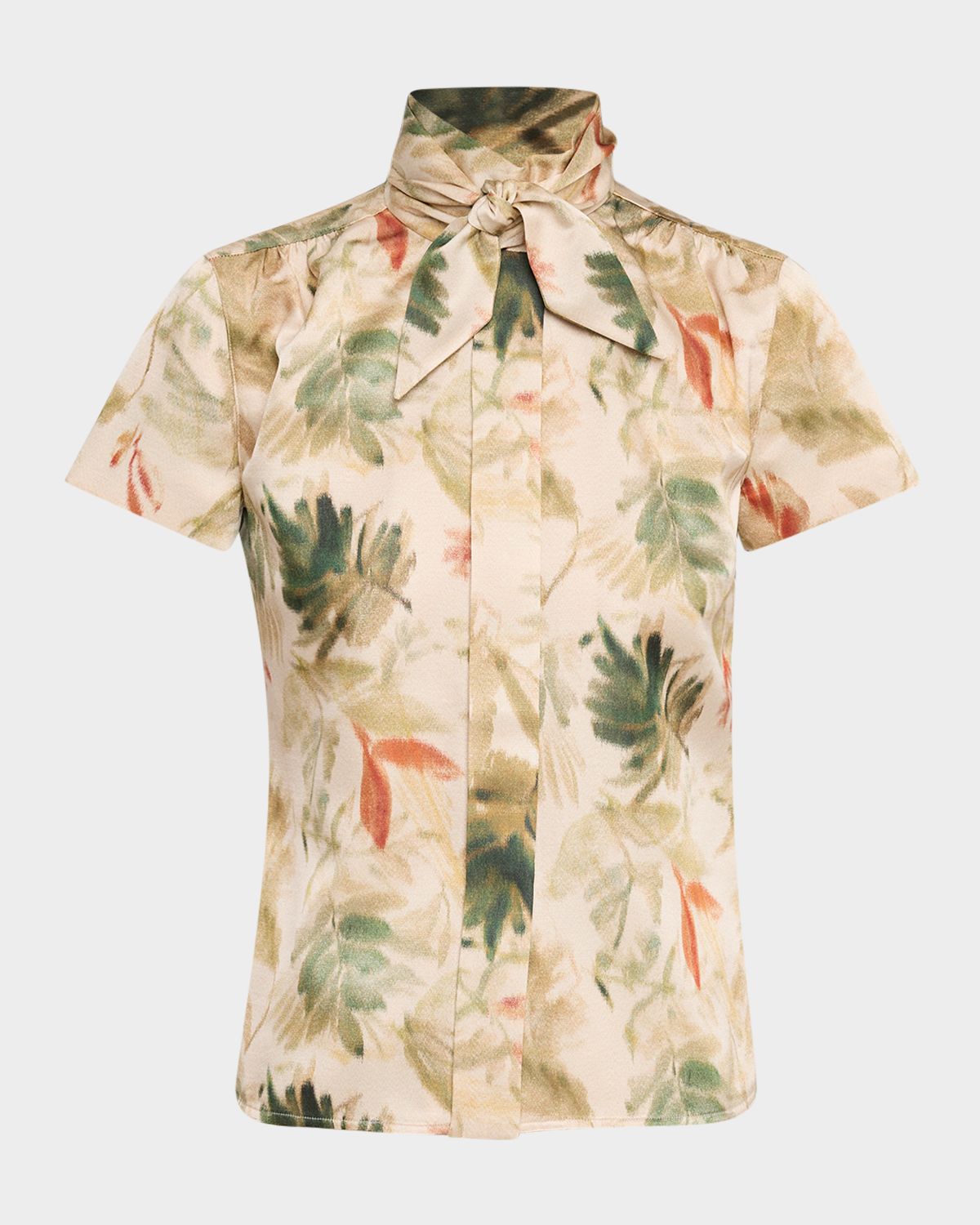 Loro Piana Febe Botanical Self-Tie Blouse