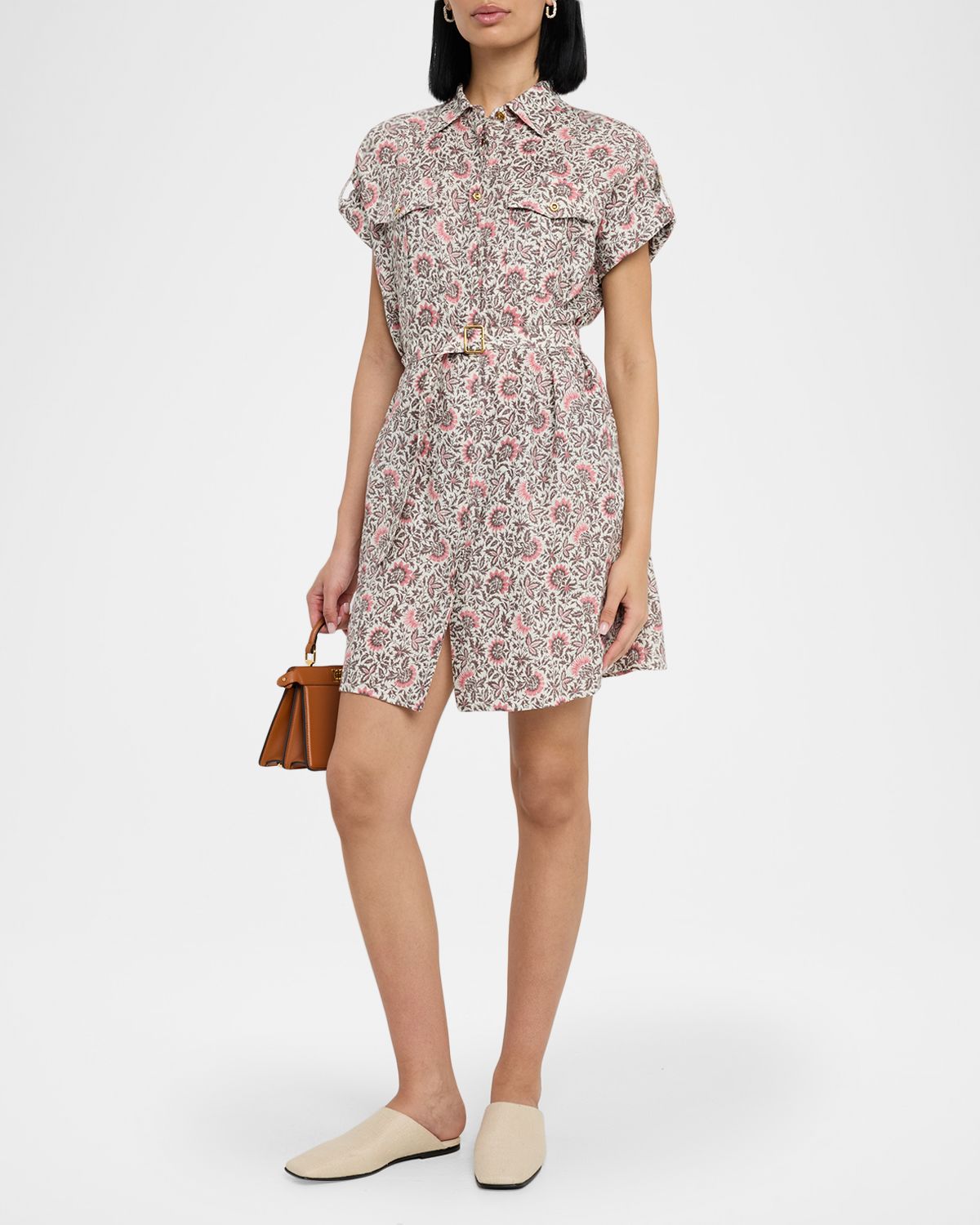 Loro Piana Idris Riserva San Nicolo Twill Belted Mini Shirtdress