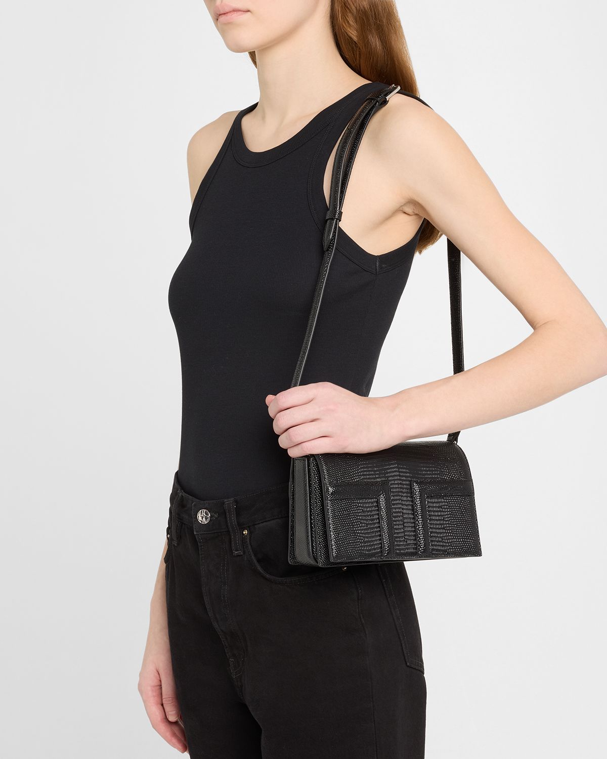 Toteme Mini Flap Lizard-Embossed Leather Shoulder Bag