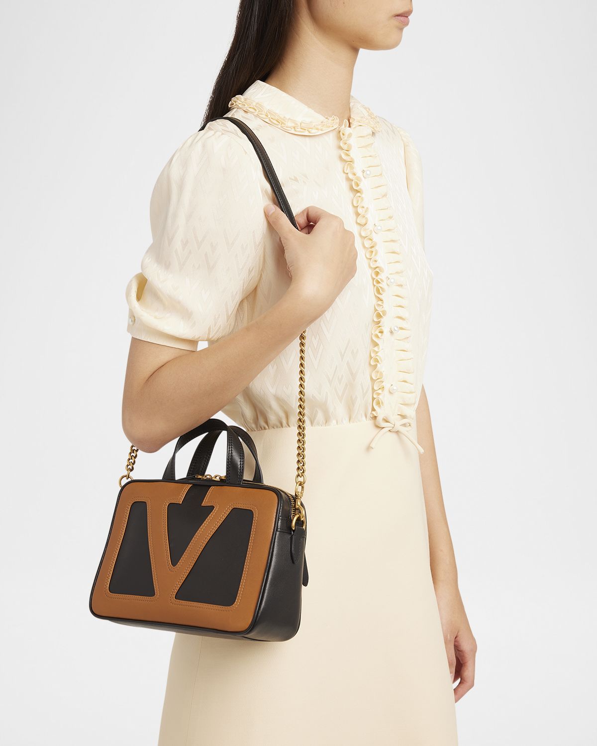 Valentino Garavani Viva Superstar Small VLOGO Leather Duffle Top-Handle Bag