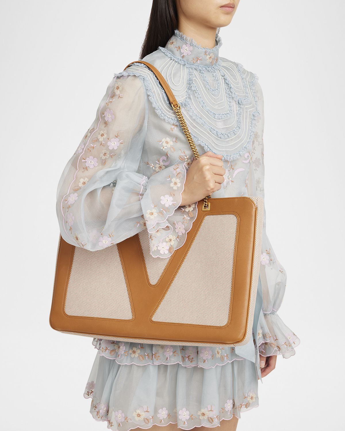 Valentino Garavani Viva Superstar Large VLOGO Canvas Tote Bag