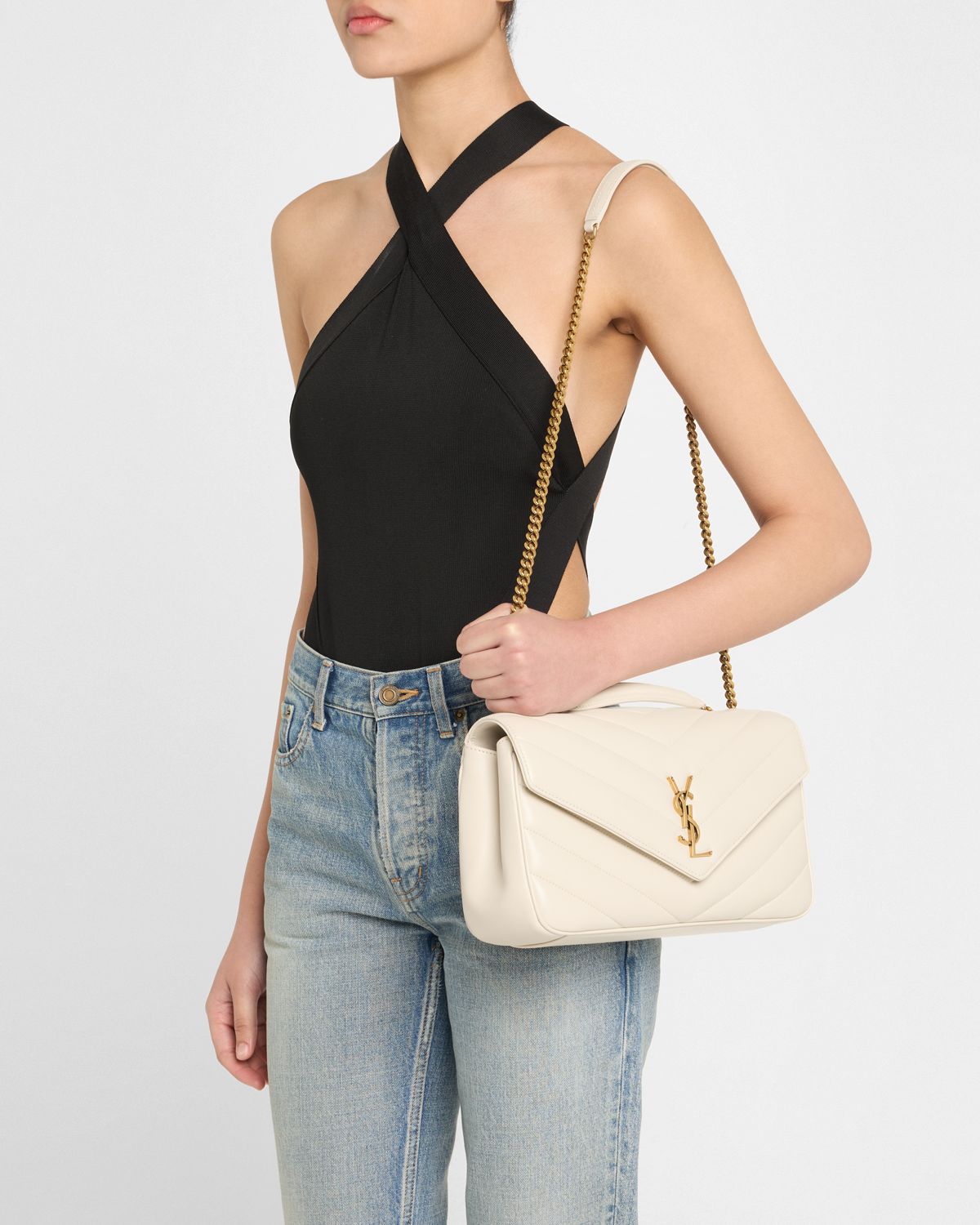 Saint Laurent Loulou Medium YSL Chain Shoulder Bag in Quilted Leather