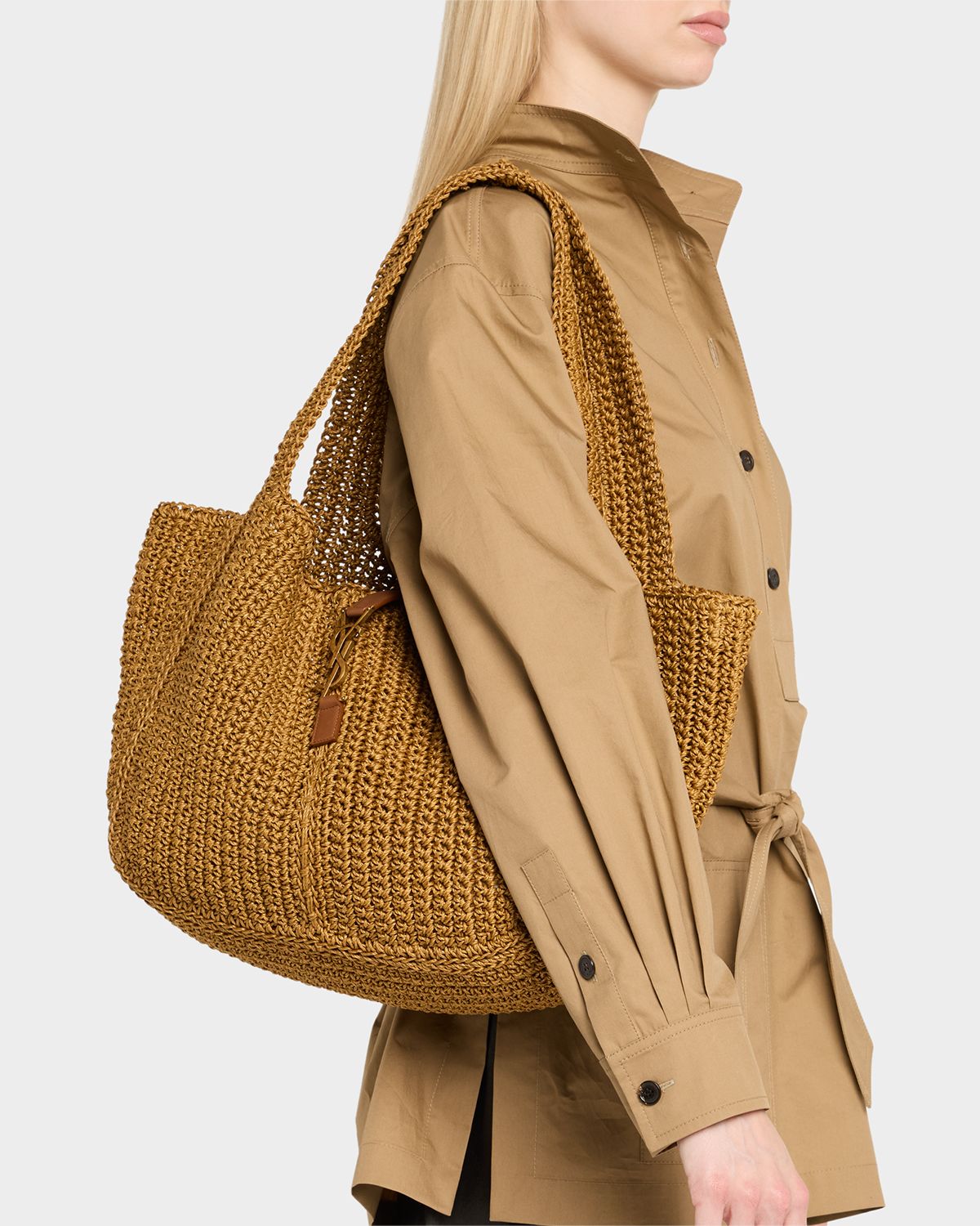 Saint Laurent Le 5 À 7 Bea YSL Tote Bag in Cord and Leather