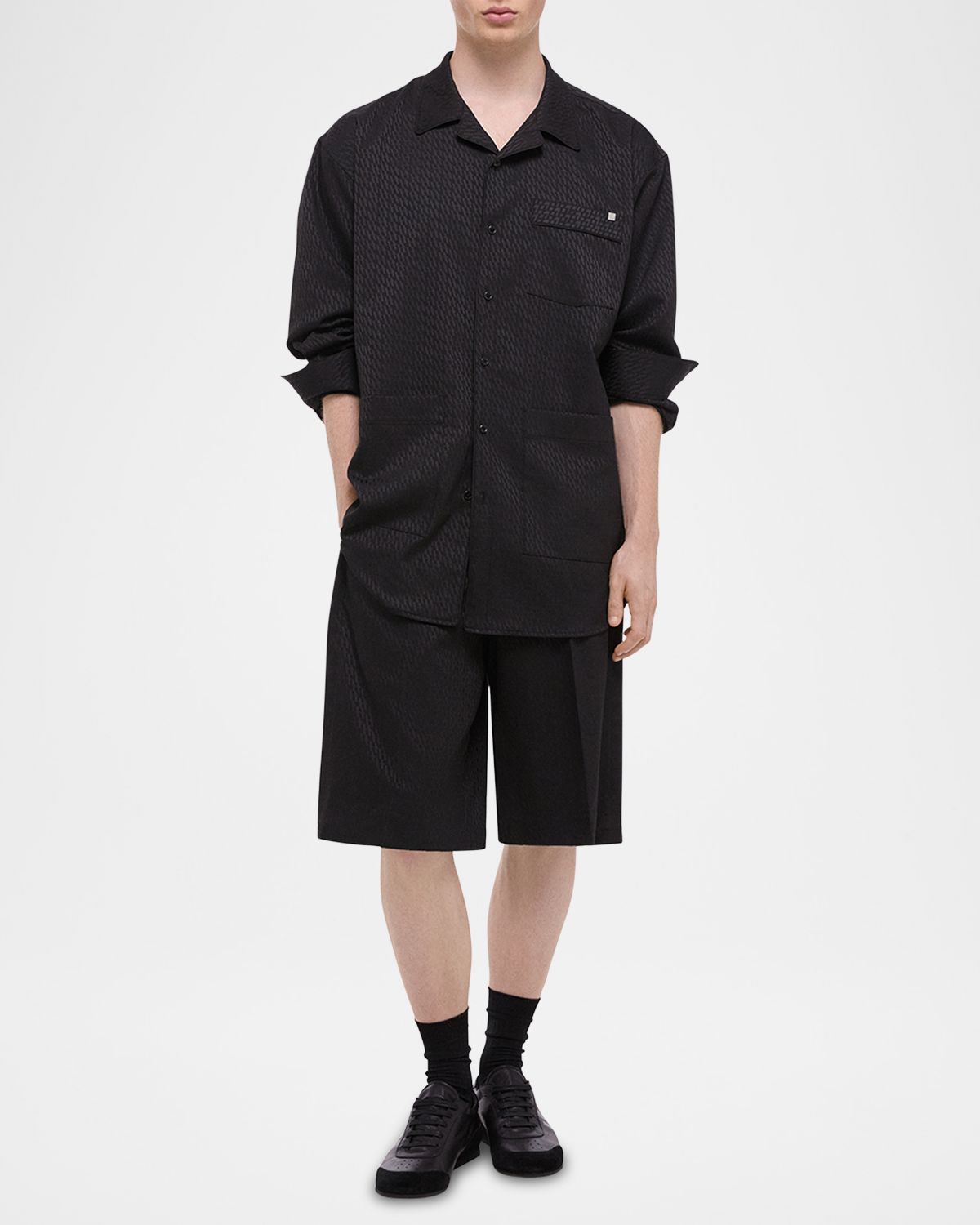 Helmut Lang Men 's Oversized Satin Jacquard Pajama Shirt
