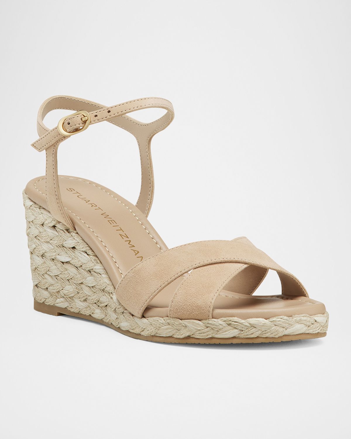 Stuart Weitzman 65mm Dayna Suede Espadrille Wedge Sandals