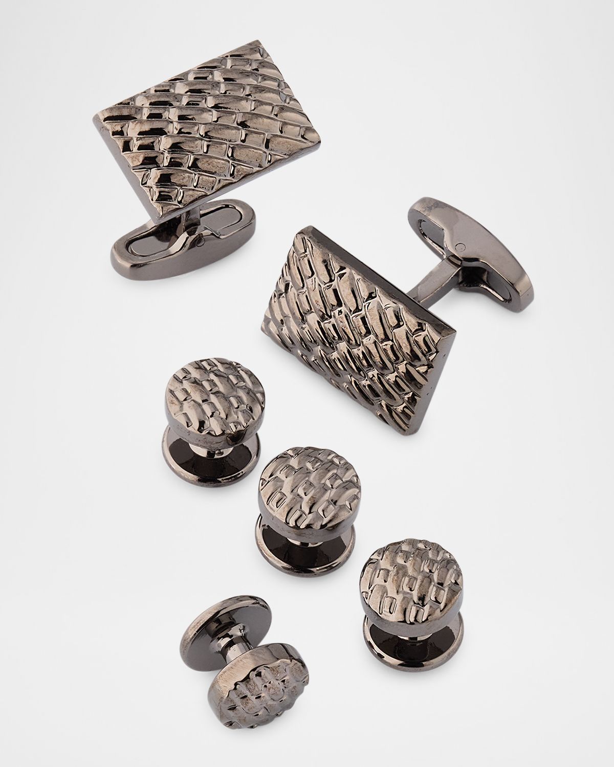 Link Up Men 's Rectangle Basketweave Cufflinks