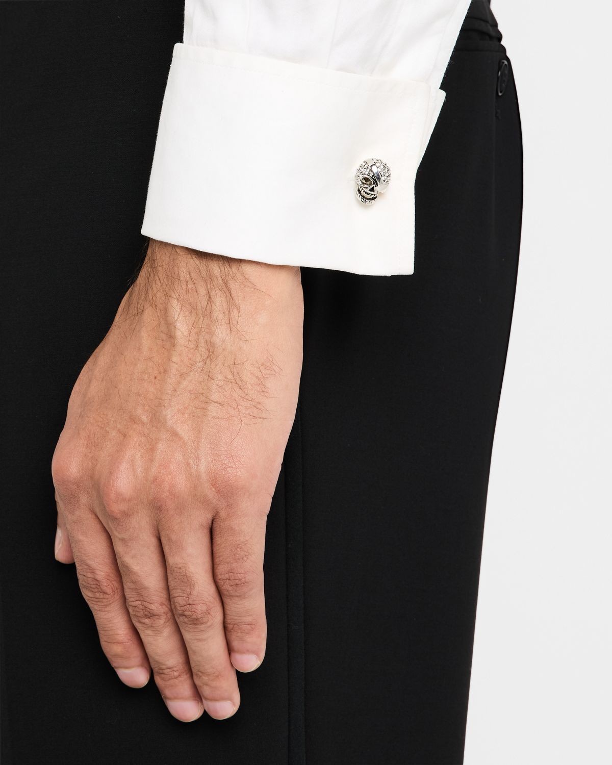 Link Up Men 's Eye Patch Skull Cufflinks with Crystal Pave