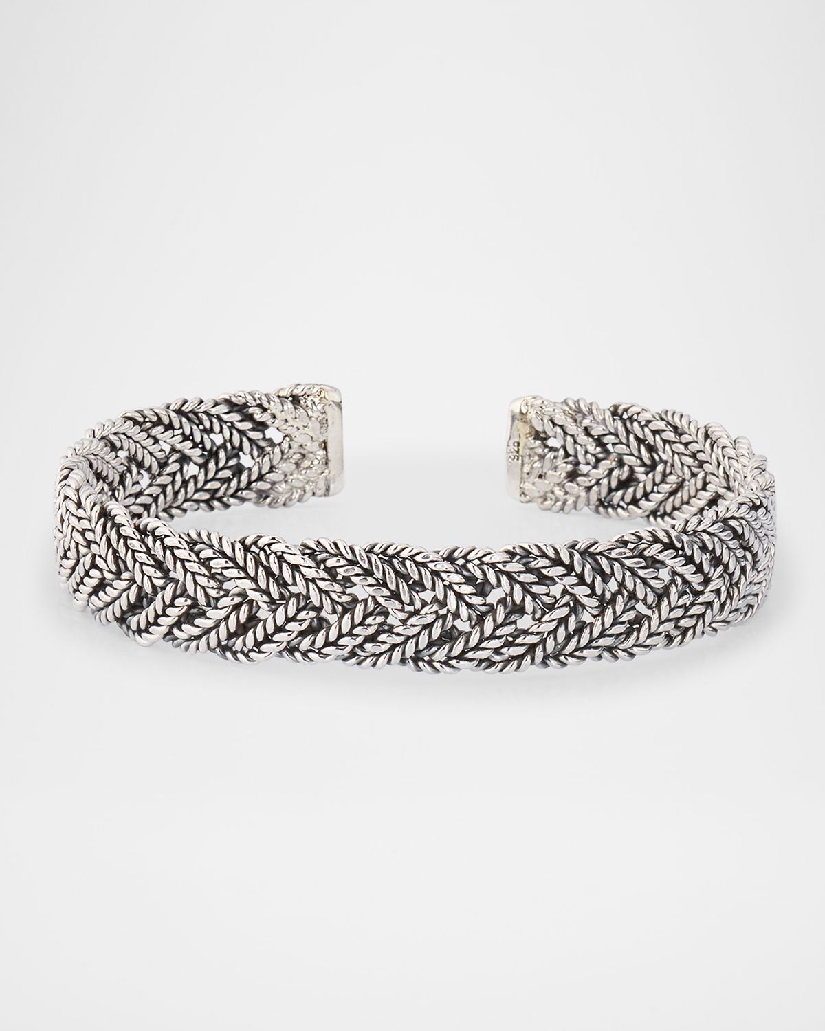 Jan Leslie Men 's Wide Braided Sterling Silver Cuff Bracelet