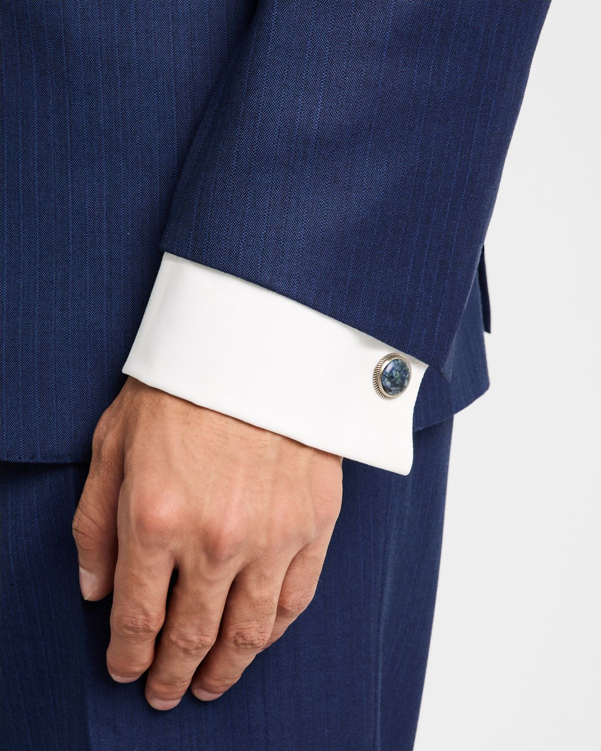 Link Up Men 's Round Sodalite Cufflinks