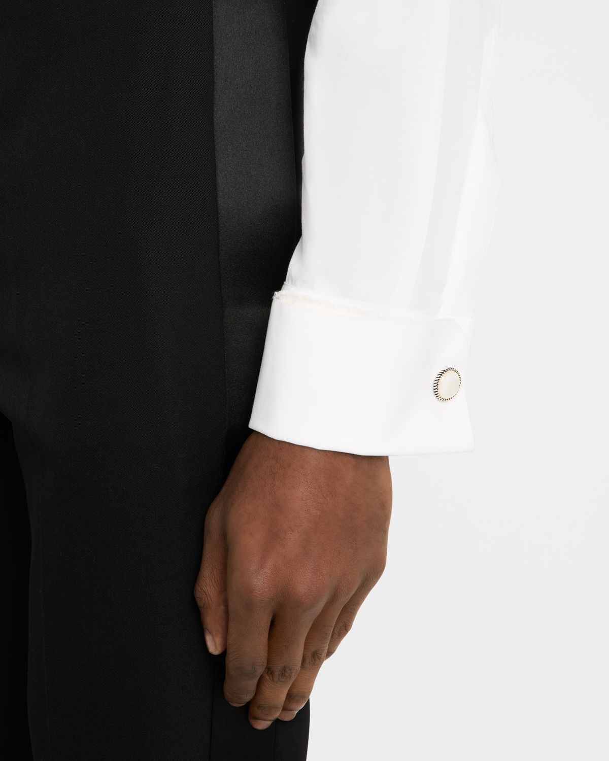 Link Up Men 's Mother Of Pearl Rope-Border Cufflinks