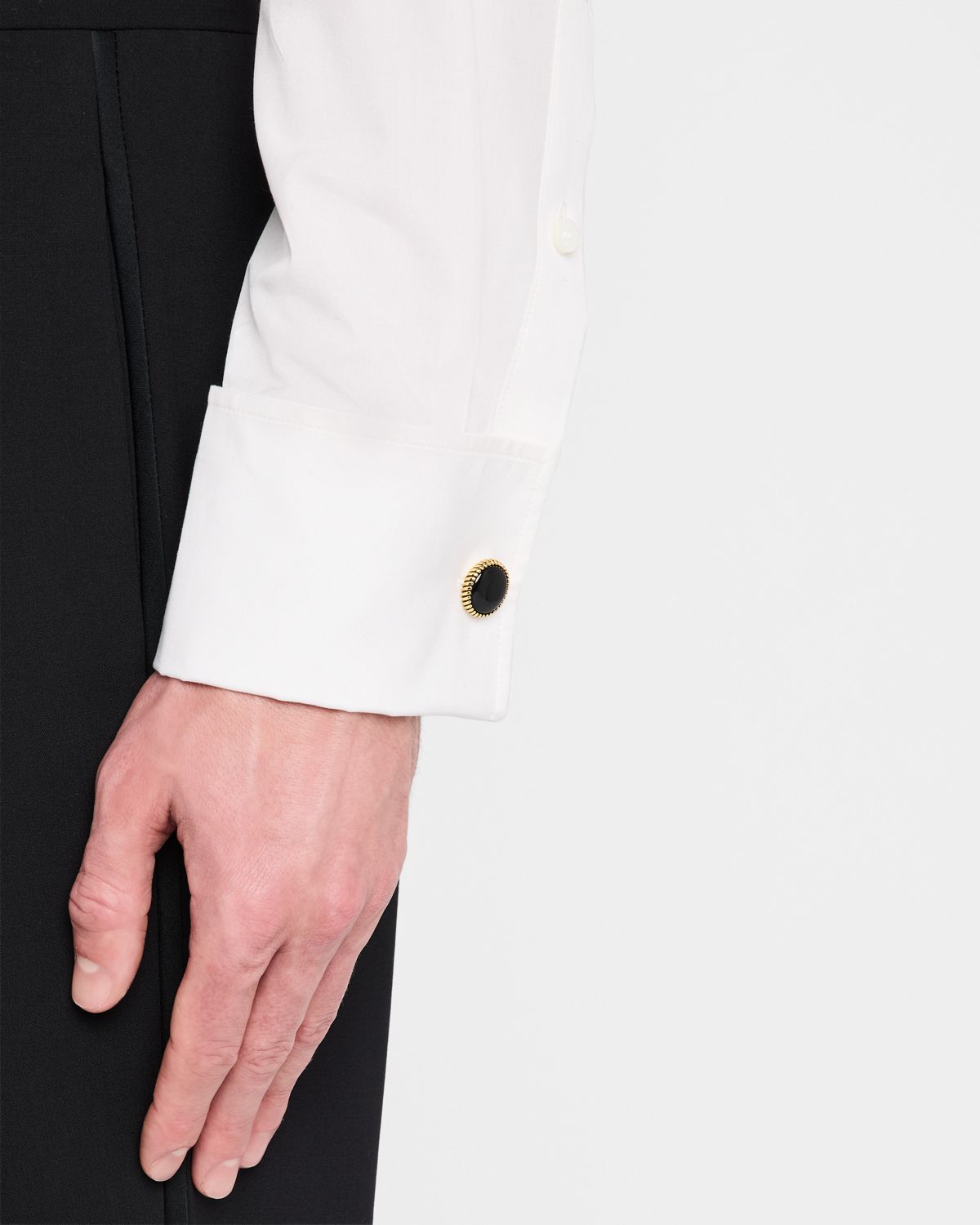 Link Up Men 's Black Onyx Rope-Border Cufflinks