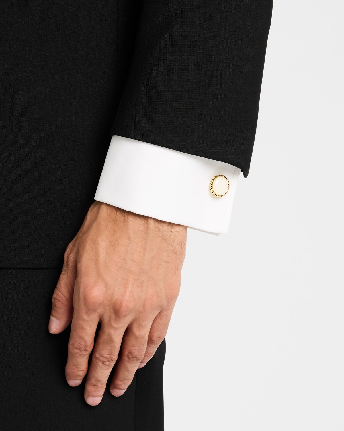 Link Up Men 's Mother Of Pearl Rope-Border Cufflinks