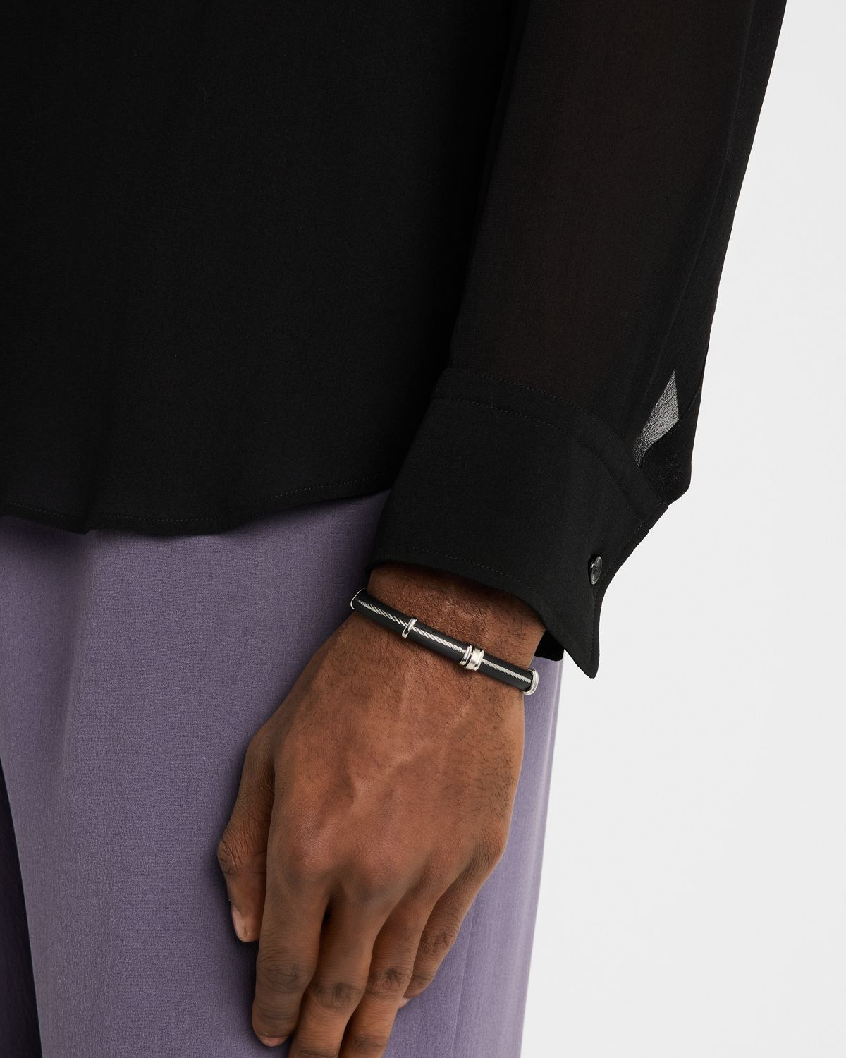 Link Up Men 's Rubber and Stainless Steel Bracelet