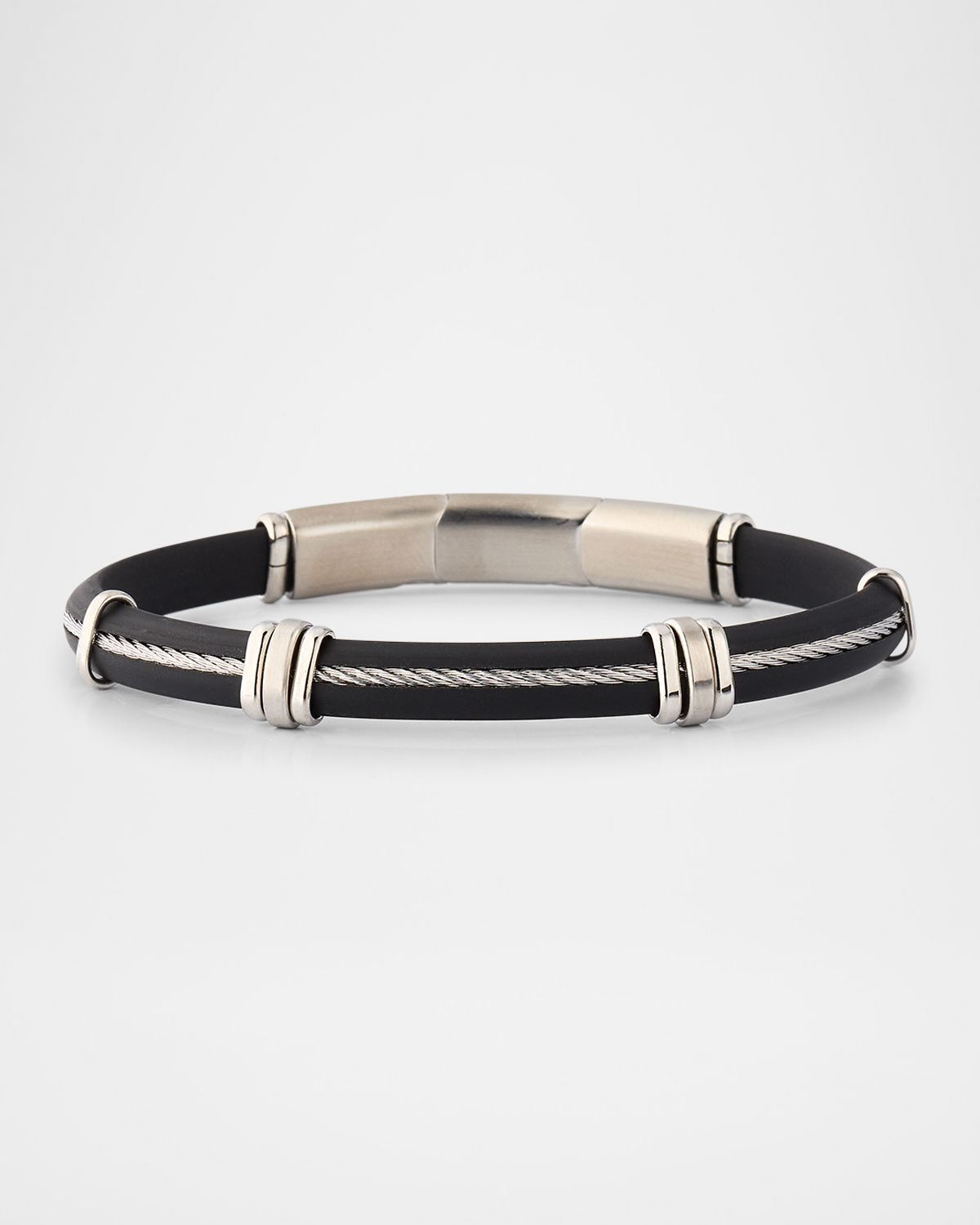 Link Up Men 's Rubber and Stainless Steel Bracelet