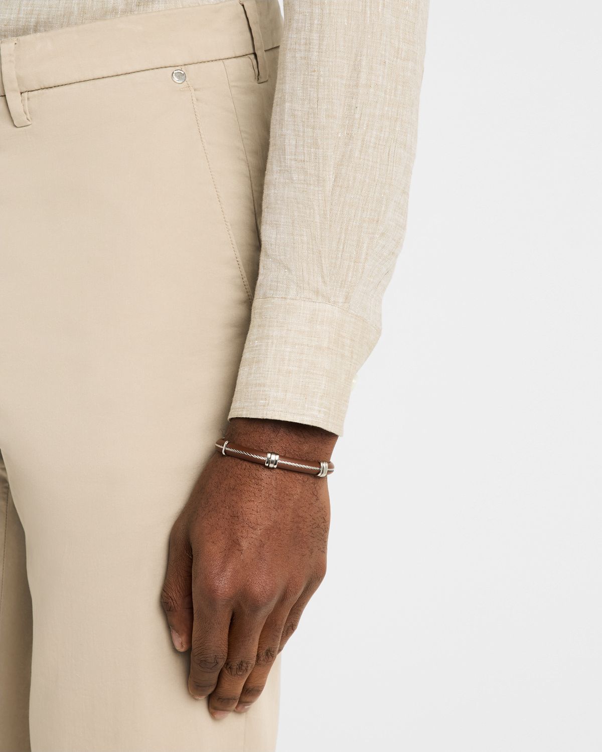 Link Up Men 's Rubber and Stainless Steel Bracelet