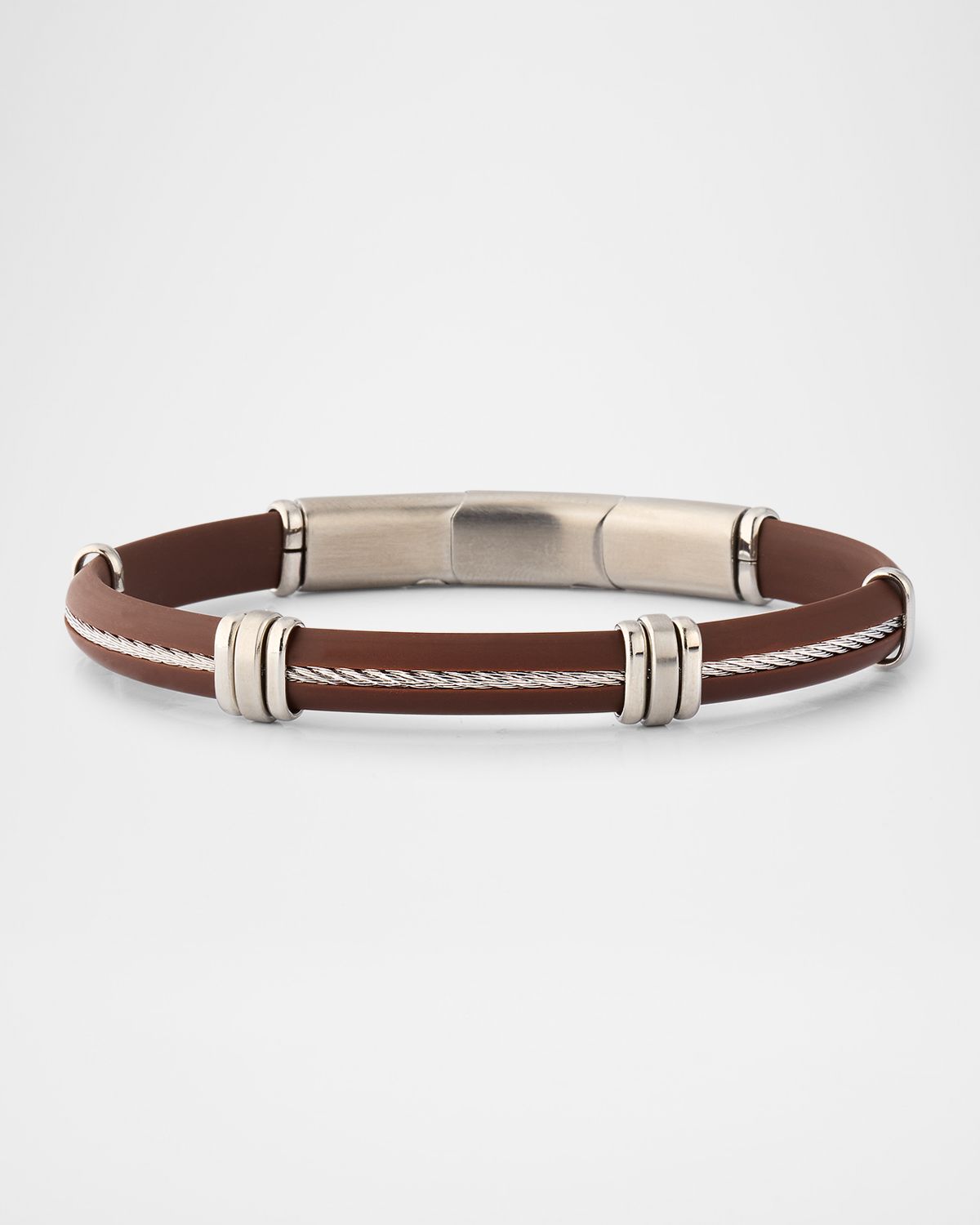 Link Up Men 's Rubber and Stainless Steel Bracelet