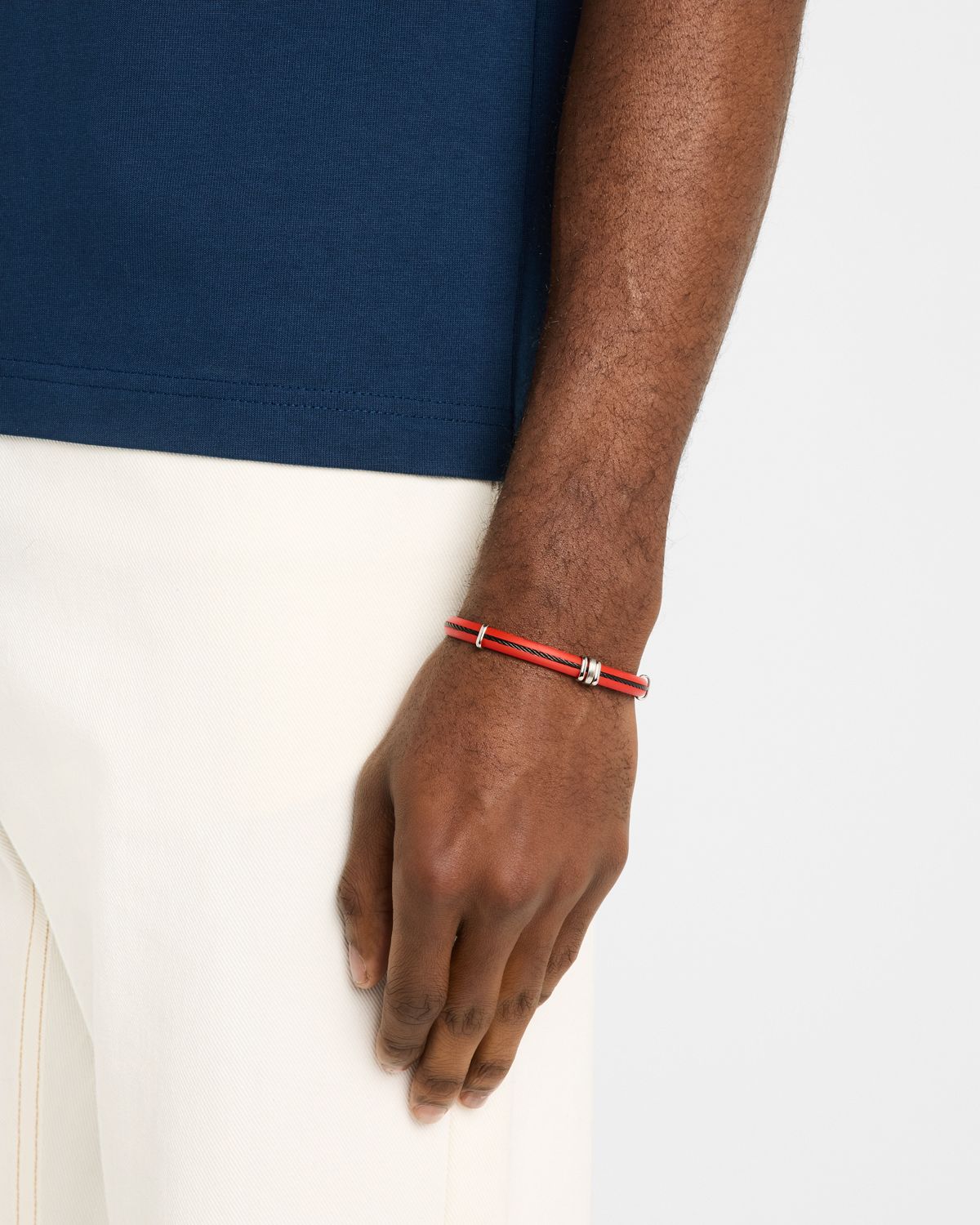 Link Up Men 's Rubber and Stainless Steel Bracelet