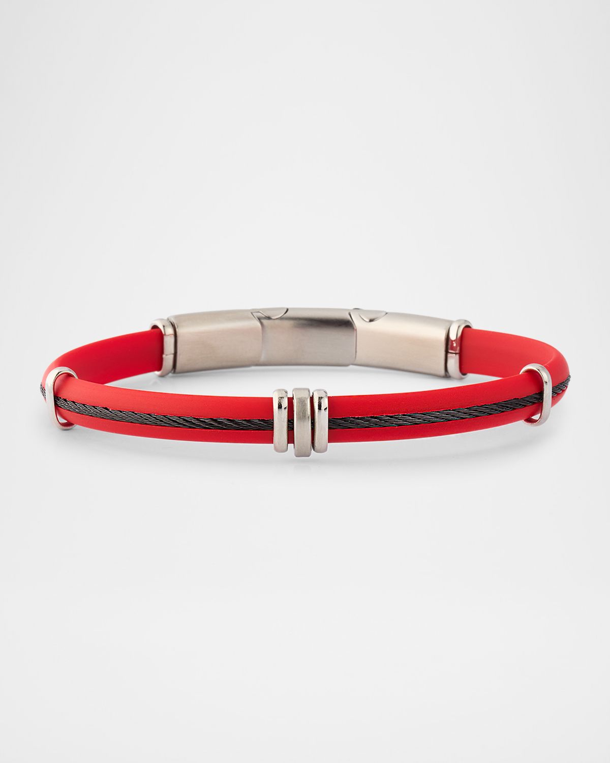 Link Up Men 's Rubber and Stainless Steel Bracelet
