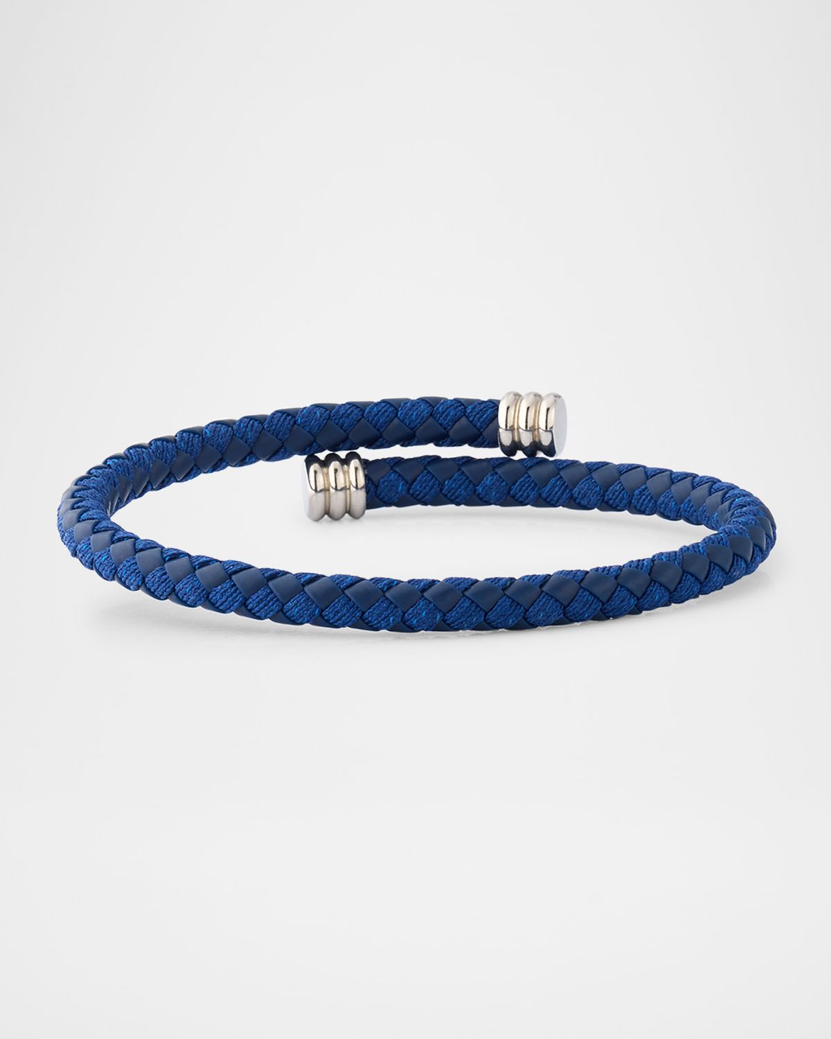 Link Up Men 's Flexible Braided Leather Bracelet with Stainless Steel