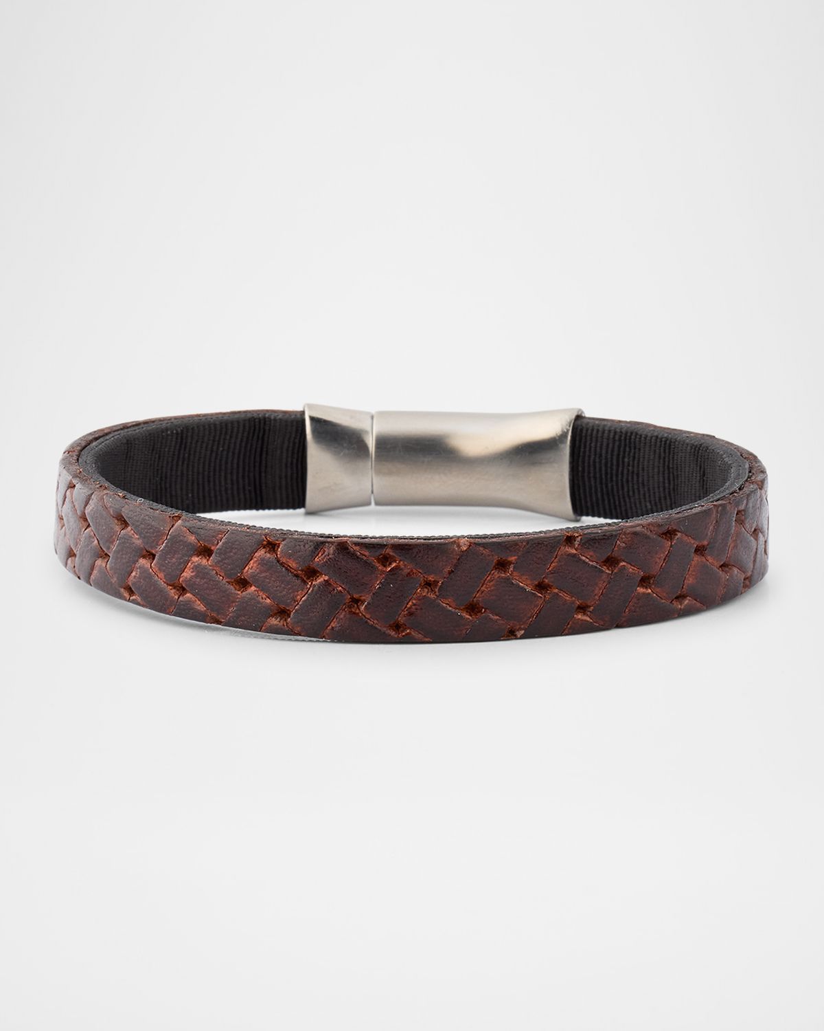 Link Up Men 's Embossed Braided Leather Bracelet