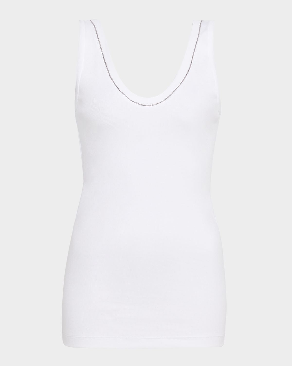 Brunello Cucinelli Monili Scoop-Neck Flat Cotton Rib Tank Top | Thumbnail 6 Brunello Cucinelli Monili Scoop-Neck Flat Cotton Rib Tank Top | Thumbnail 6