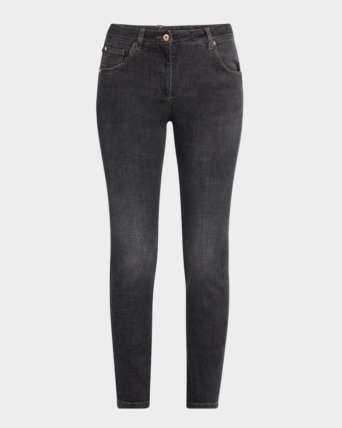 Brunello Cucinelli Mid-Rise Slim-Leg Ankle Denim Jeans