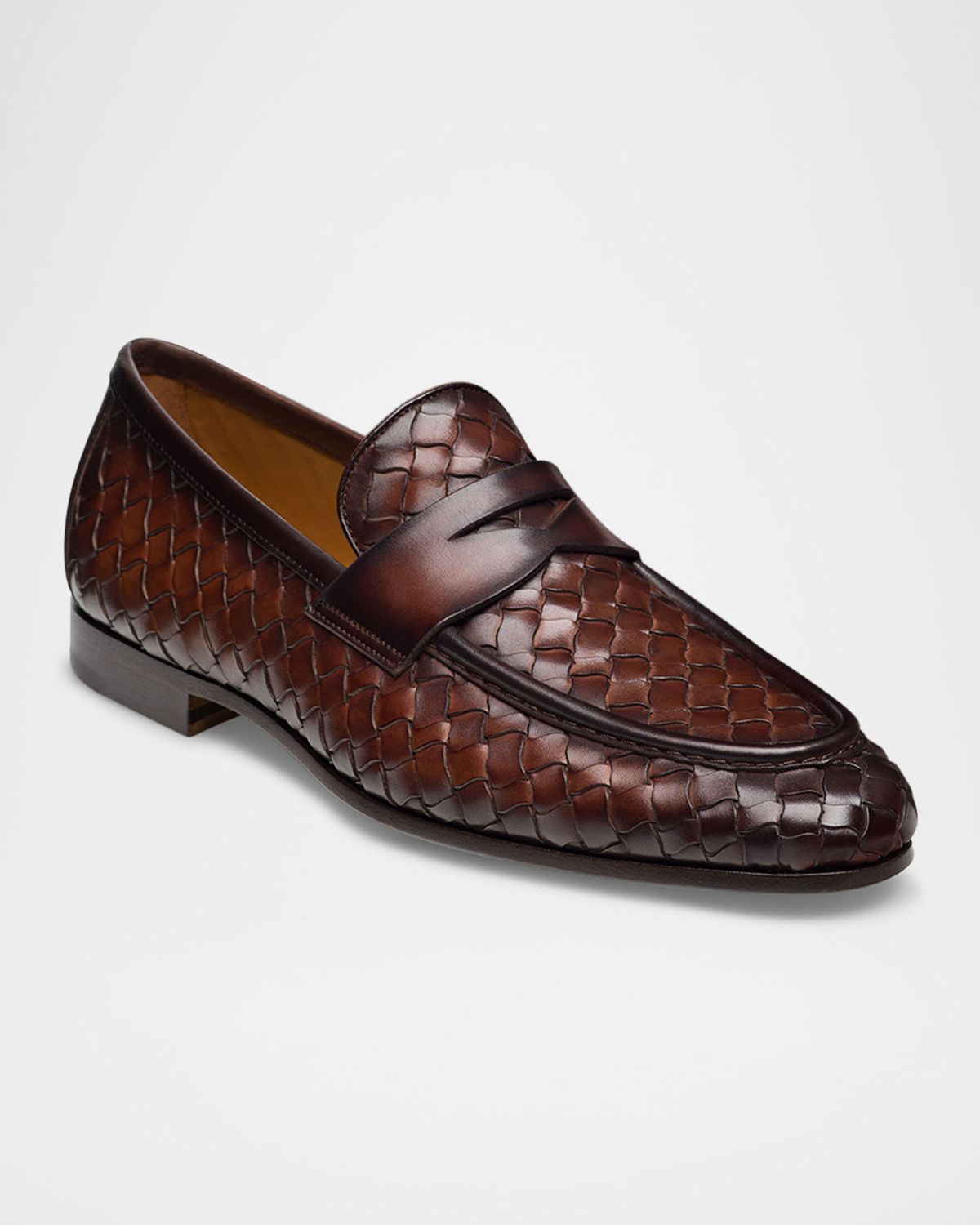 Magnanni Men 's Hyde Woven Leather Penny Loafers