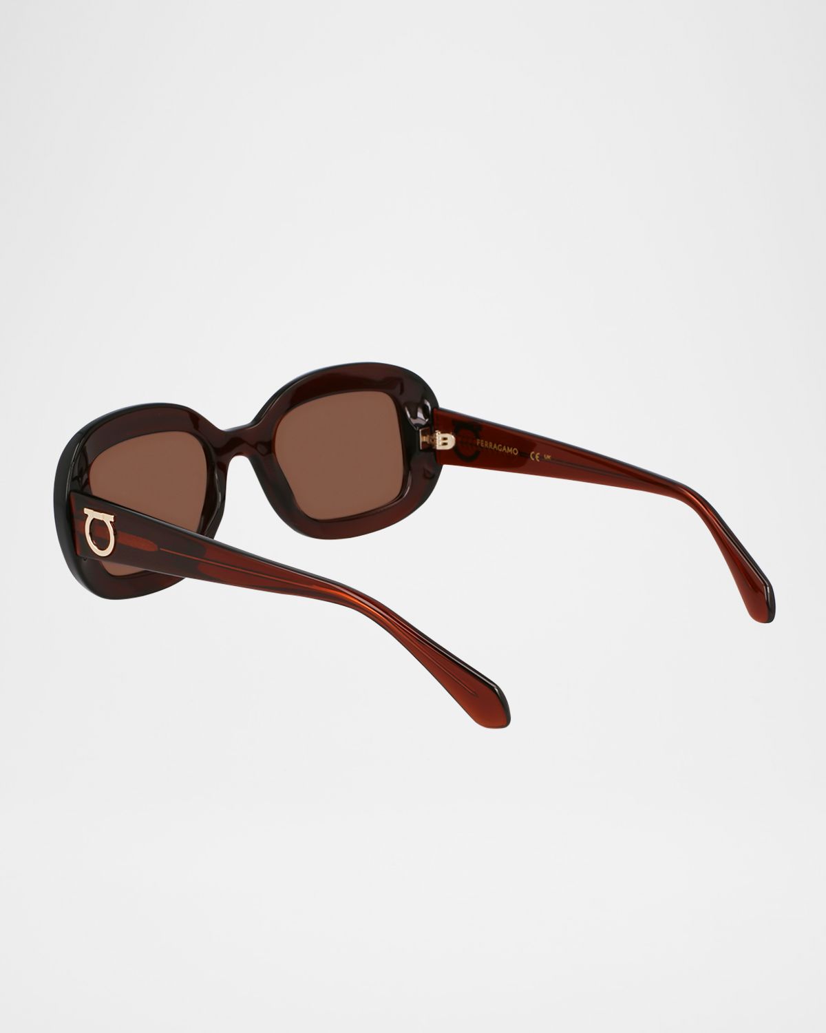 Ferragamo Gancino Oval Acetate Sunglasses
