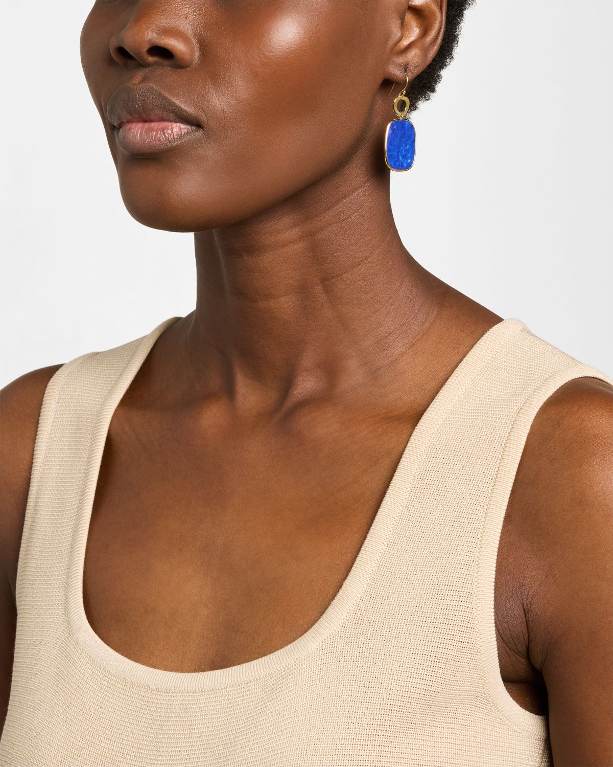 Ippolita 18K Polished Rock Candy Wavy Circle and Small Rounded Rectangle Drop Earrings