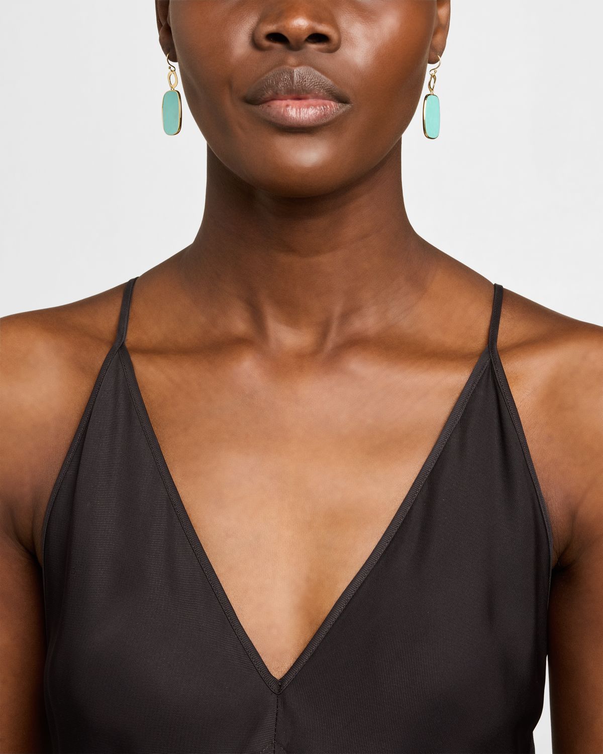 Ippolita 18K Polished Rock Candy Wavy Circle and Small Rounded Rectangle Drop Earrings