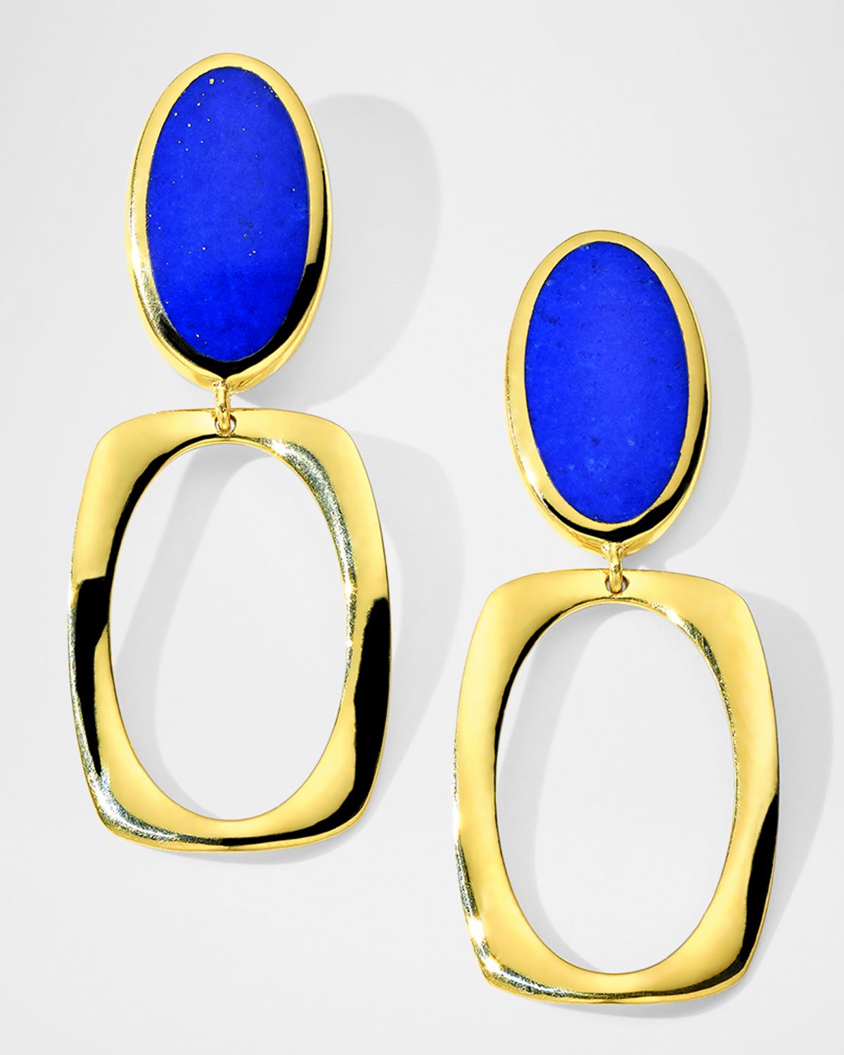 Ippolita 18K Polished Rock Candy Oval and Wavy Frame Drop Earrings