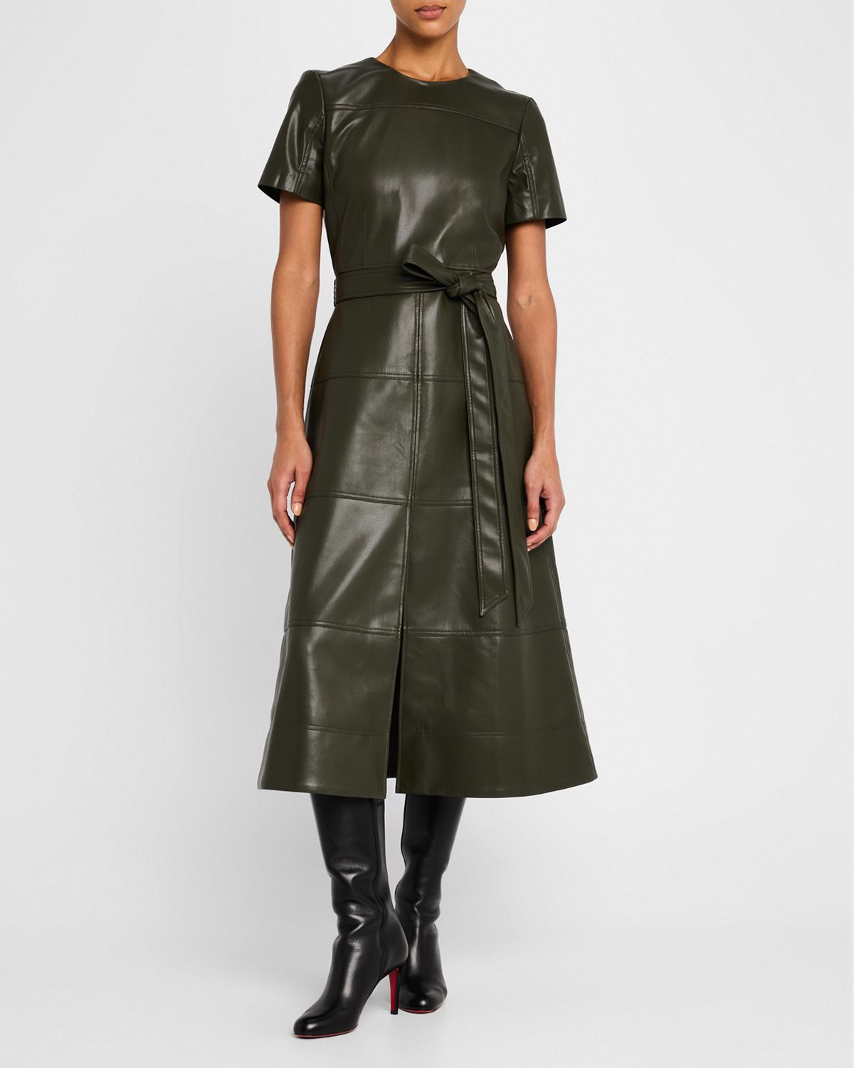 Tanya Taylor Ella Vegan Leather Midi Dress