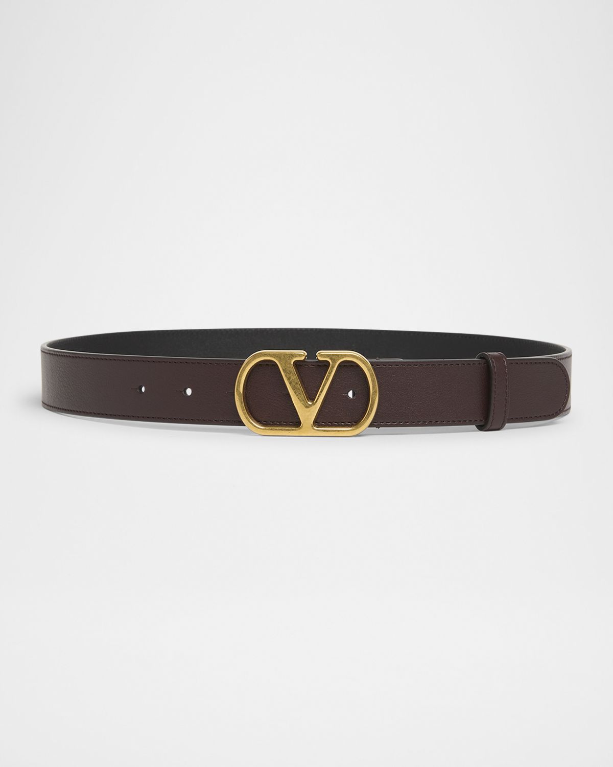 Valentino Garavani VLogo Shiny Calfskin Belt, 30mm