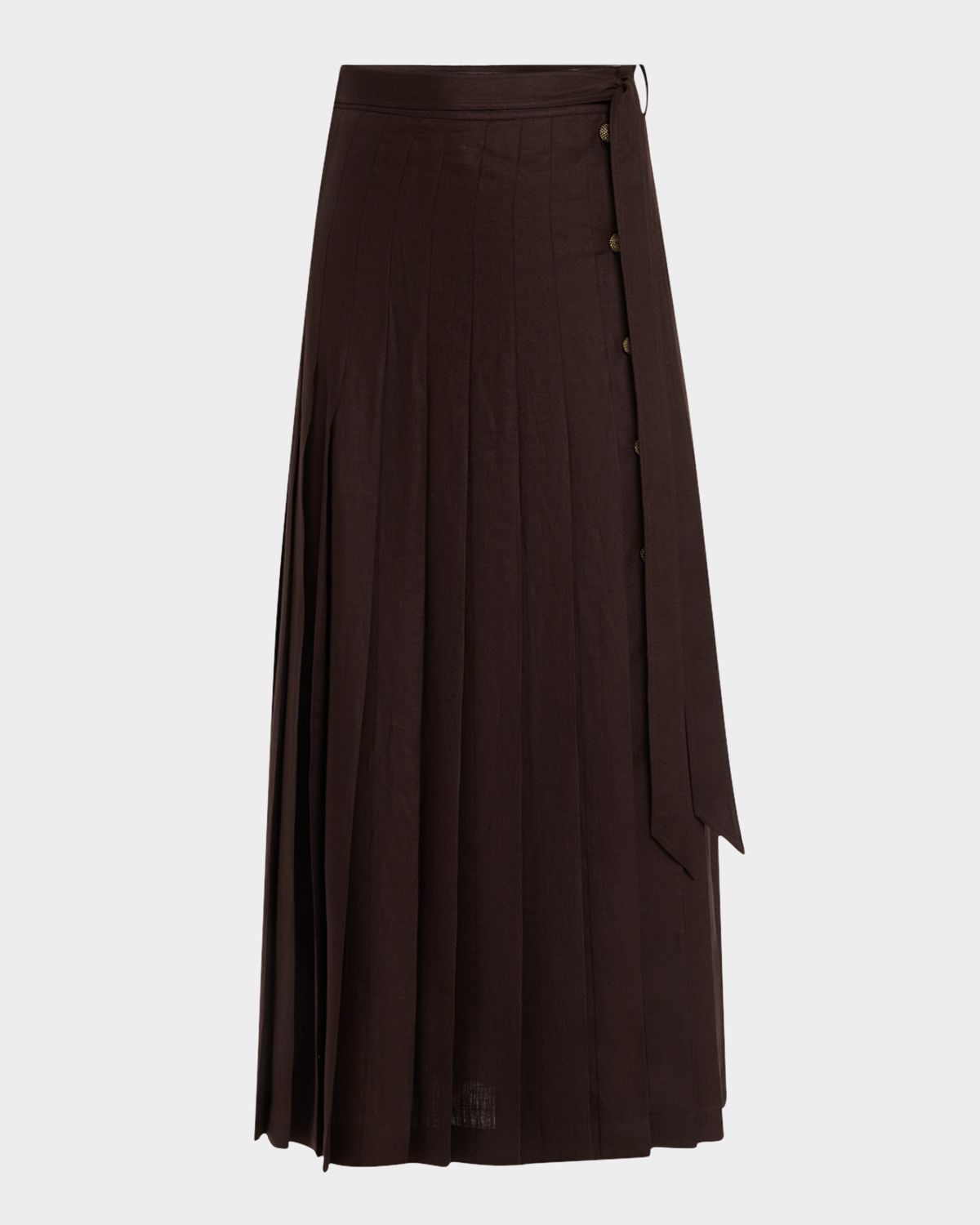 Loro Piana Yasmina Pleated New Summer Twill Midi Skirt