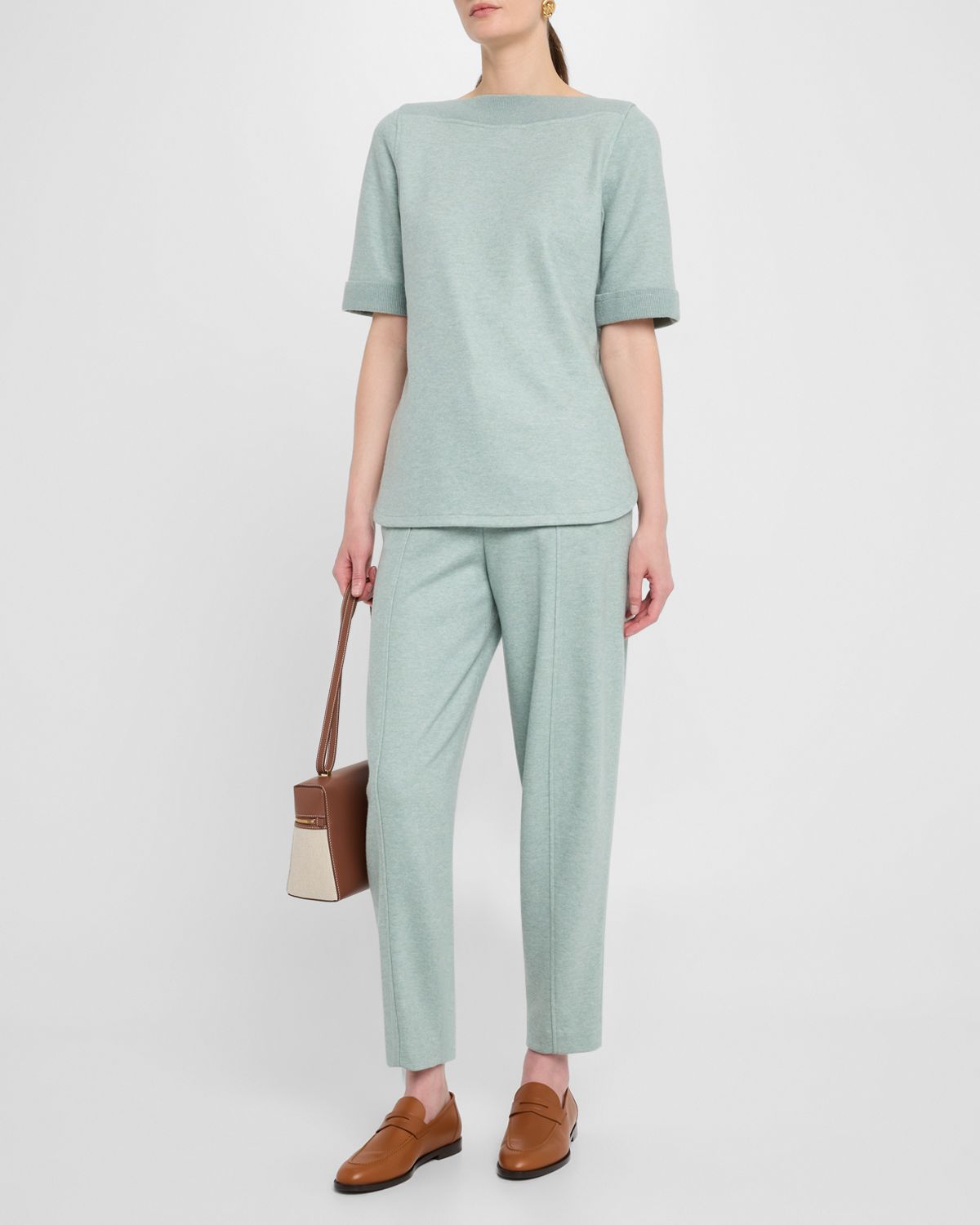 Loro Piana Rio Bodro Novalis Cashmere Short-Sleeve Sweater